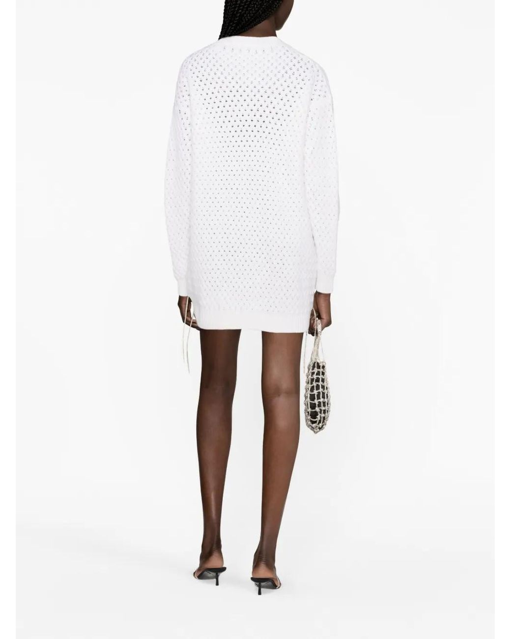 GIUSEPPE DI MORABITO White Decorative-Stitches Knitted Minidress