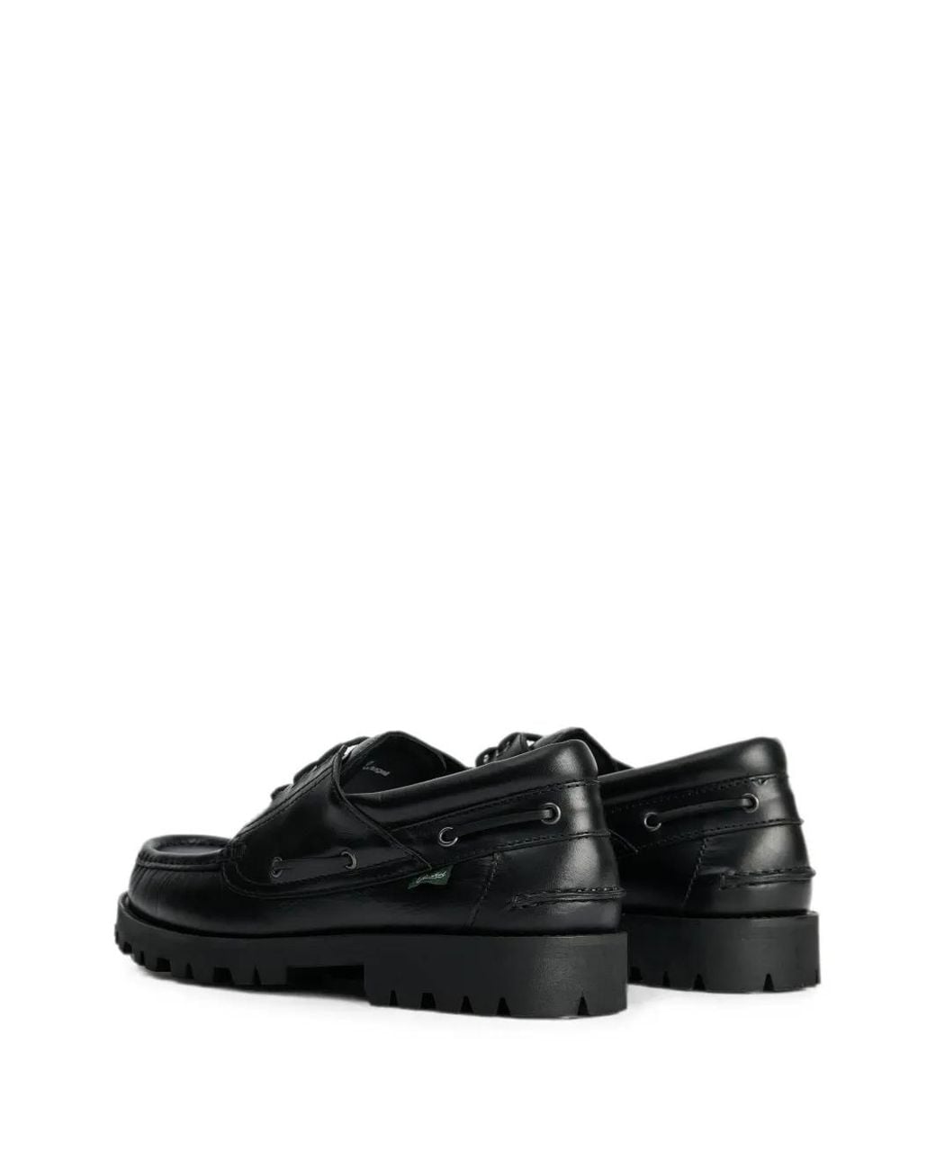 Paraboot Black Briac Leather Boat Shoes for men