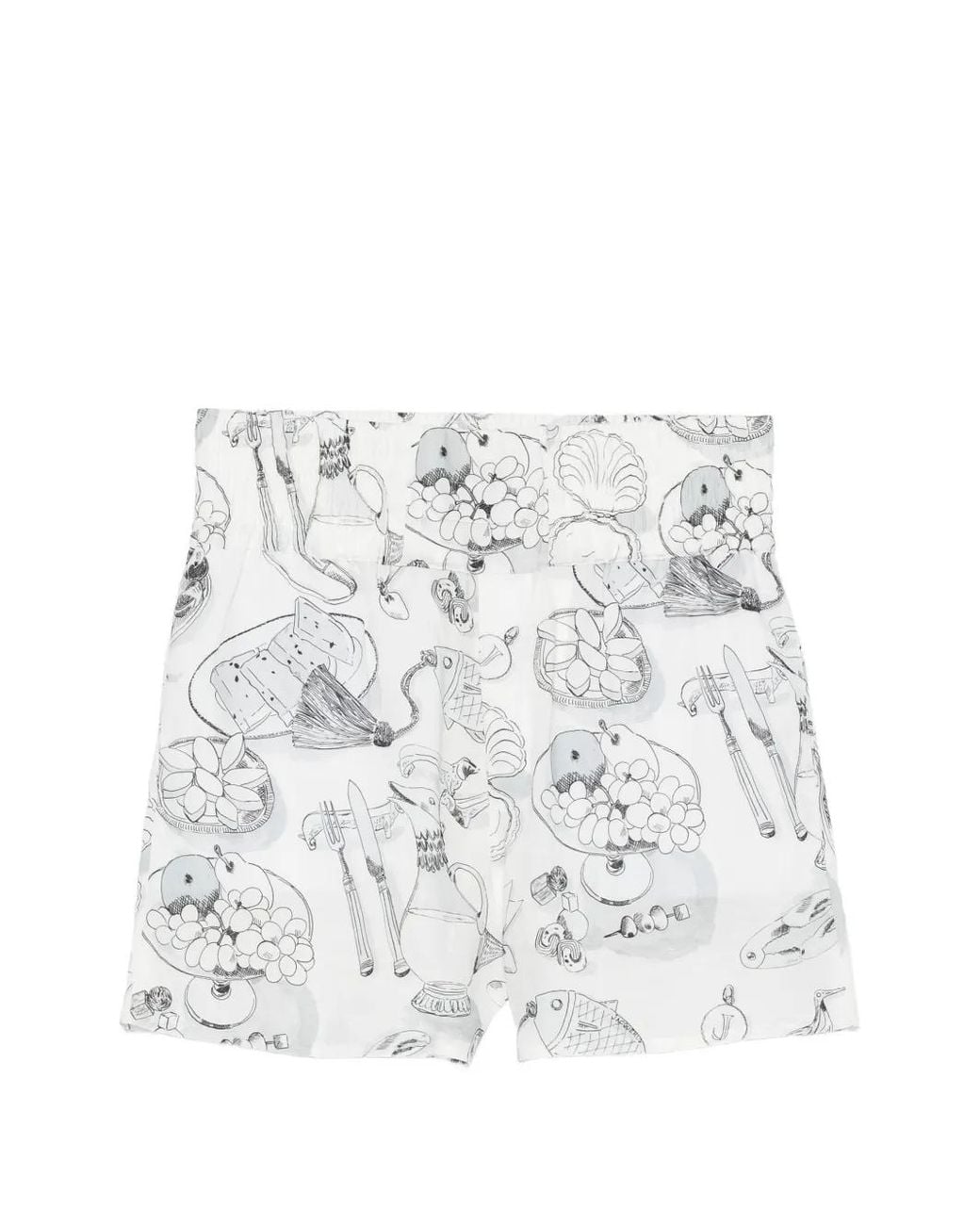 Jacquemus White Graphic-Print High-Waisted Shorts for men