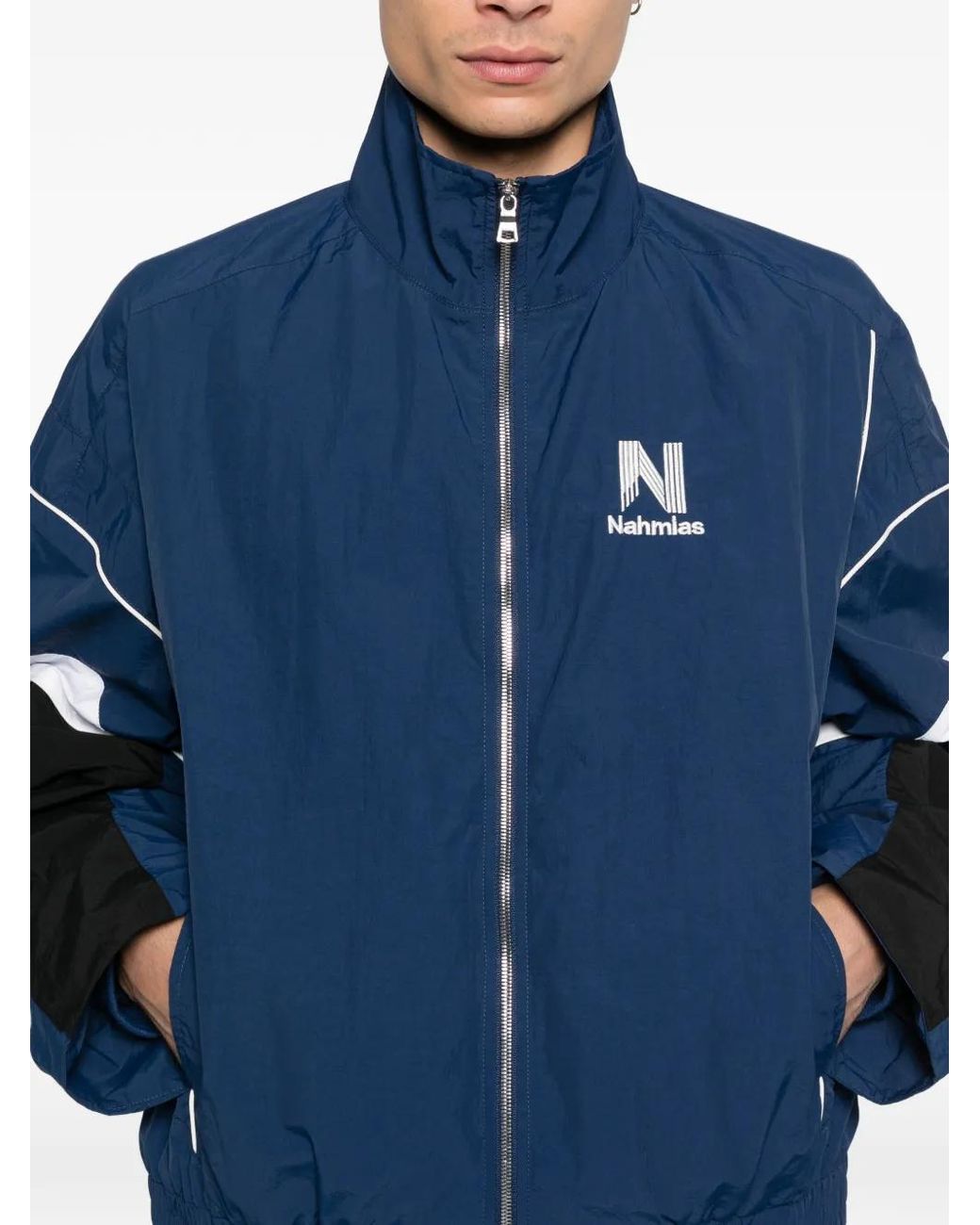 NAHMIAS Blue Logo-Detail Panel Jacket for men
