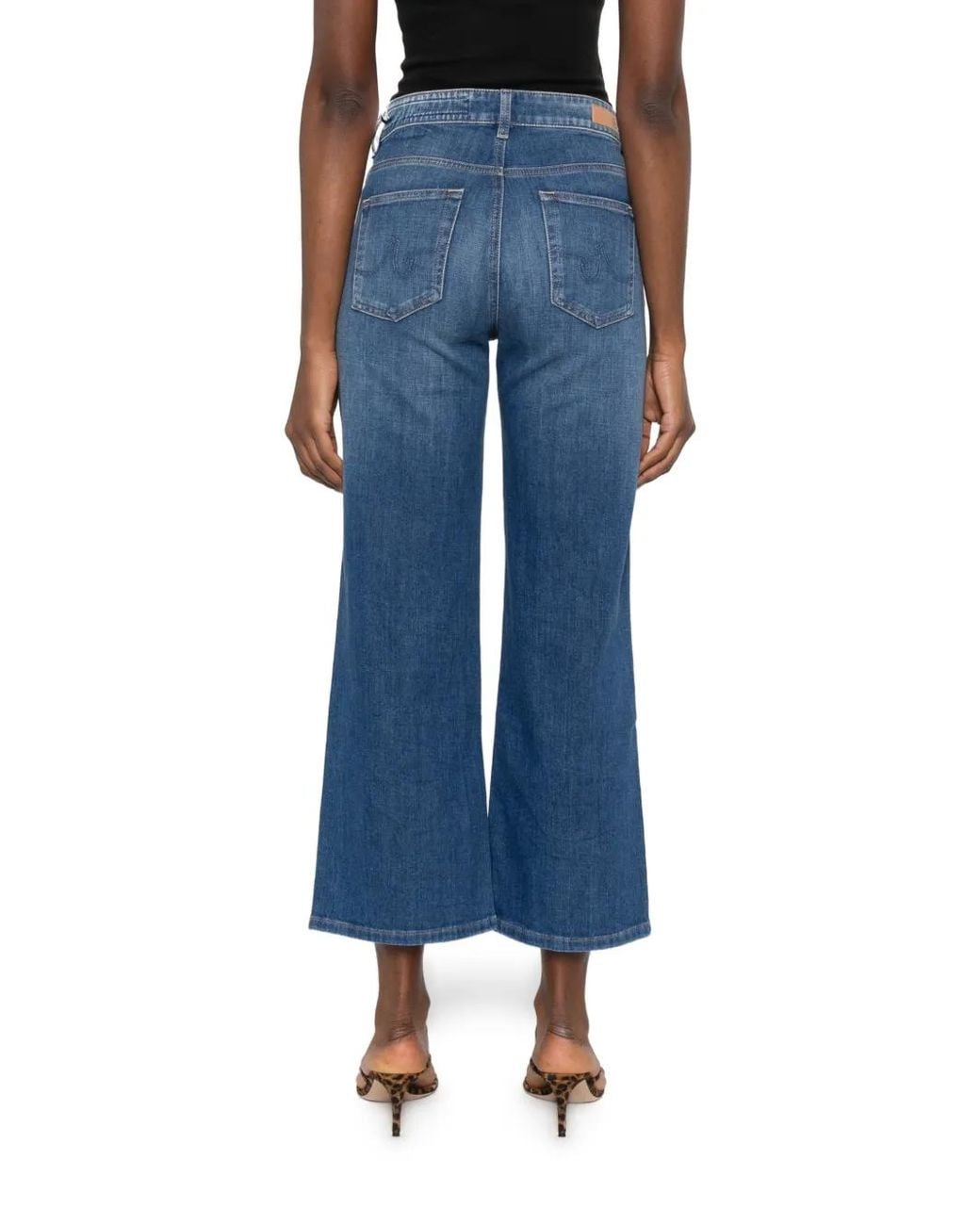 AG Jeans Blue Saige Wide Leg Crop Jeans