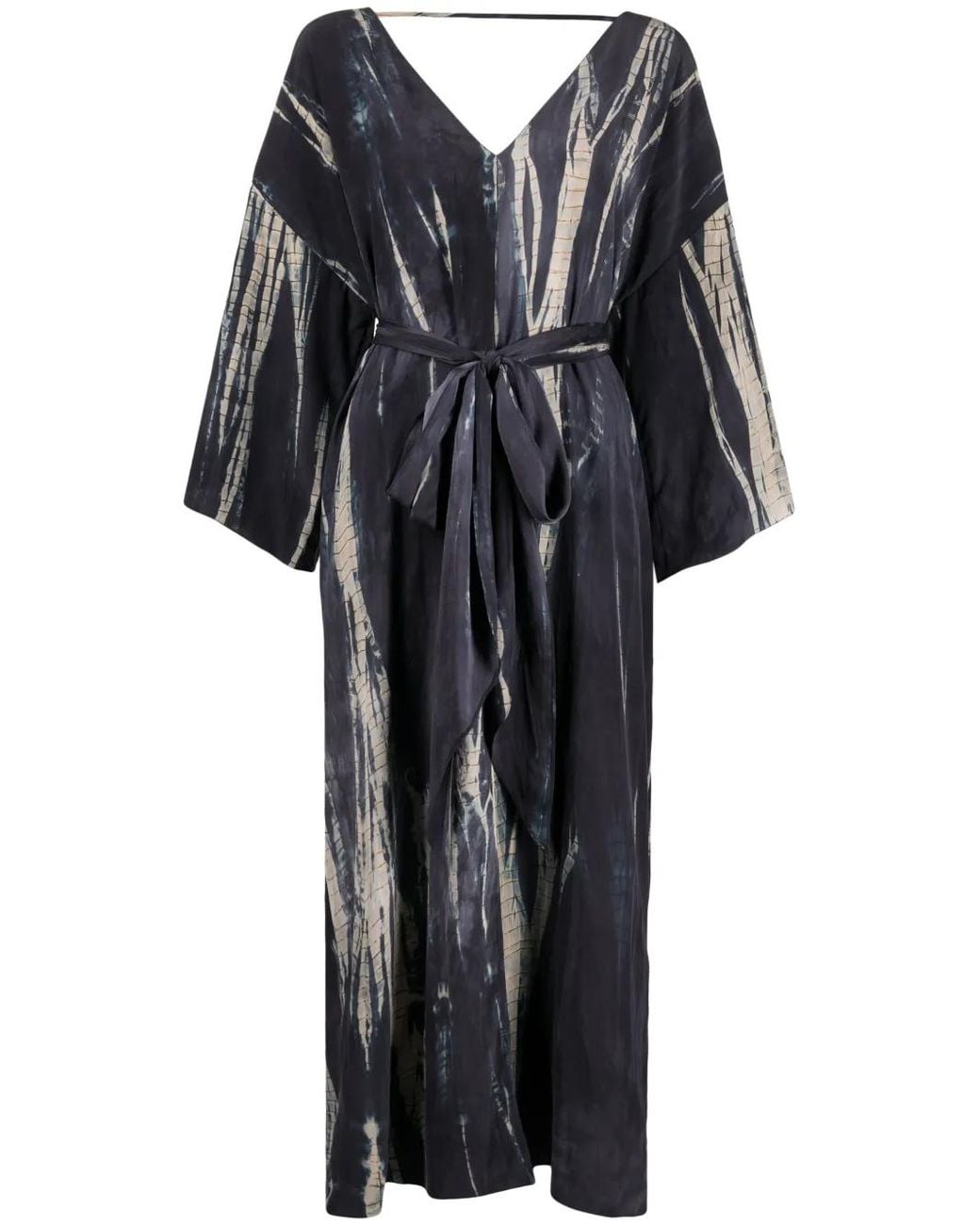 Voz Black Abstract-Pattern Print V-Neck Dress