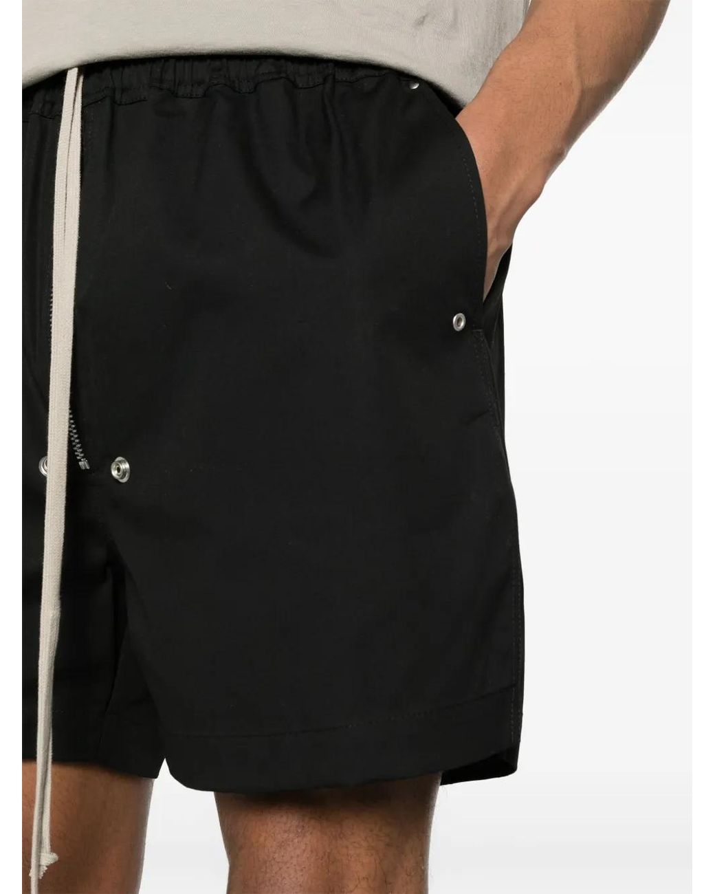Rick Owens Black Bela Boxers Poplin Shorts for men