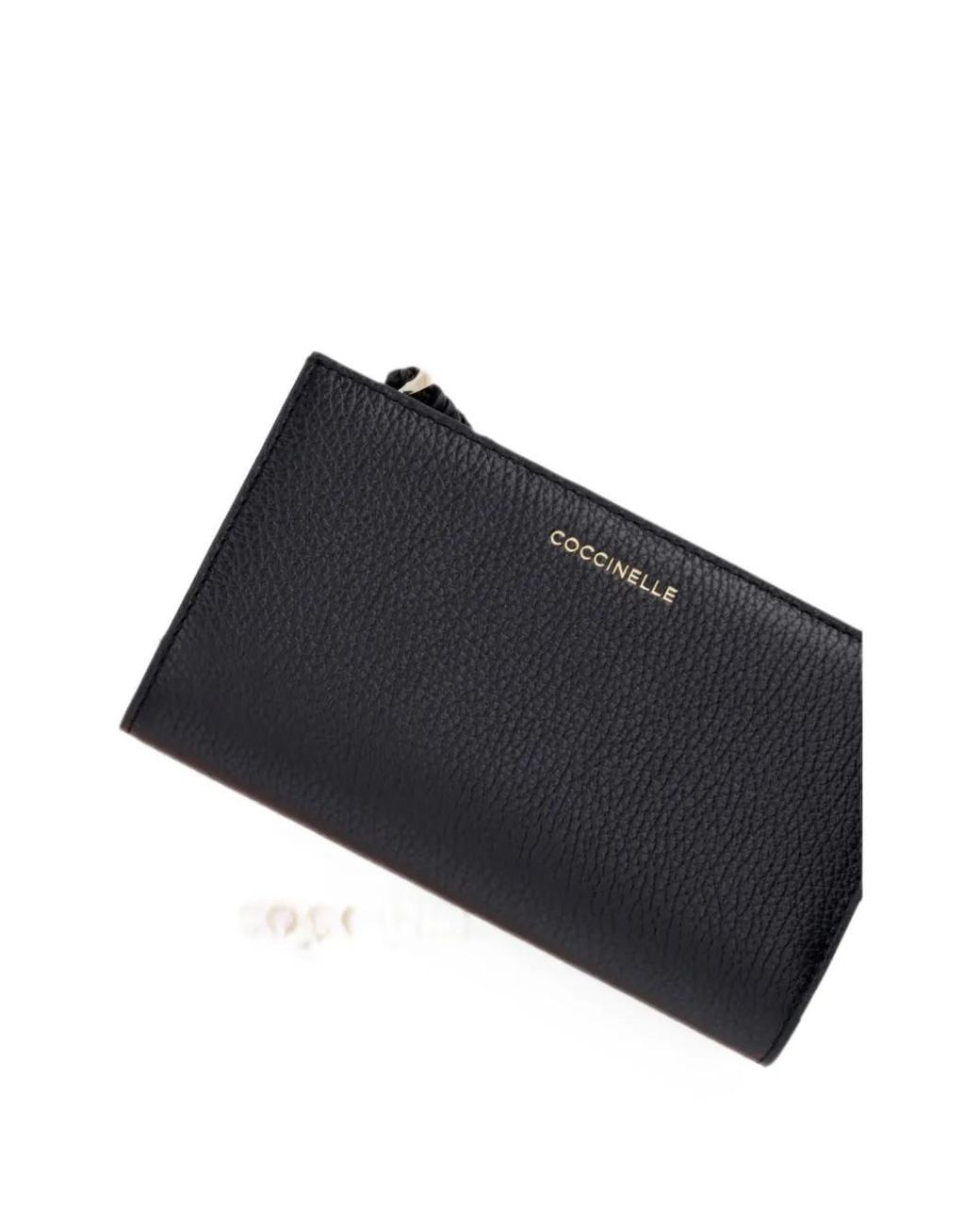 Coccinelle Black Logo-Lettering Pebbled-Leather Wallet for men