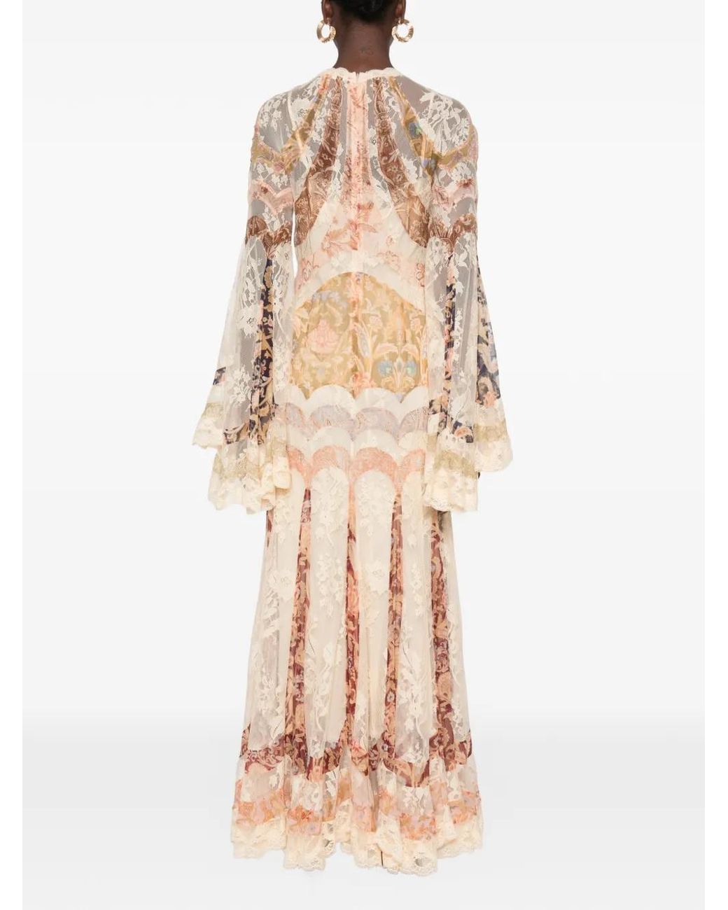 Zimmermann White Valiant Floral-Print Lace-Trim Maxi Dress