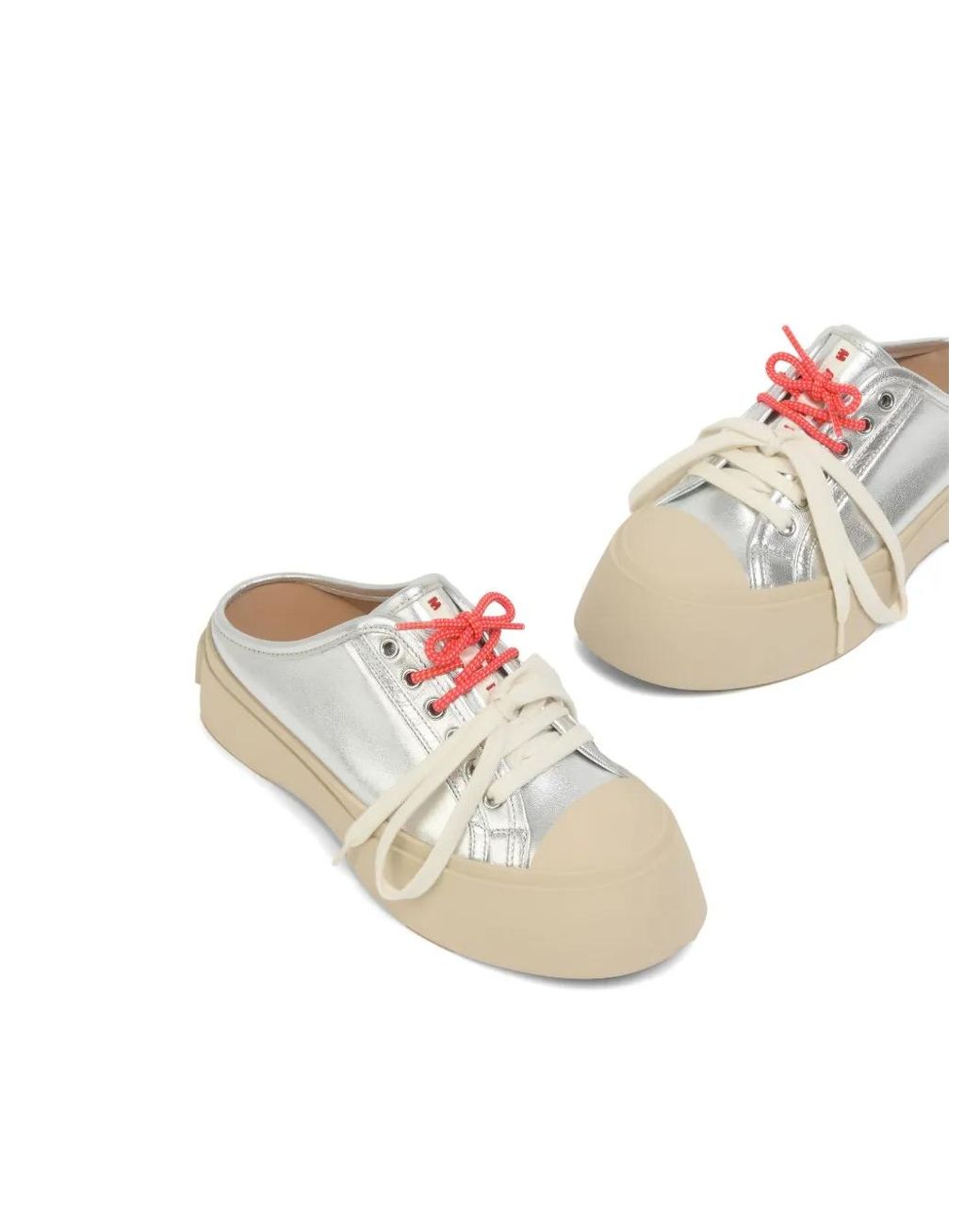 Marni White Leather Pablo Lace-Up Sabots