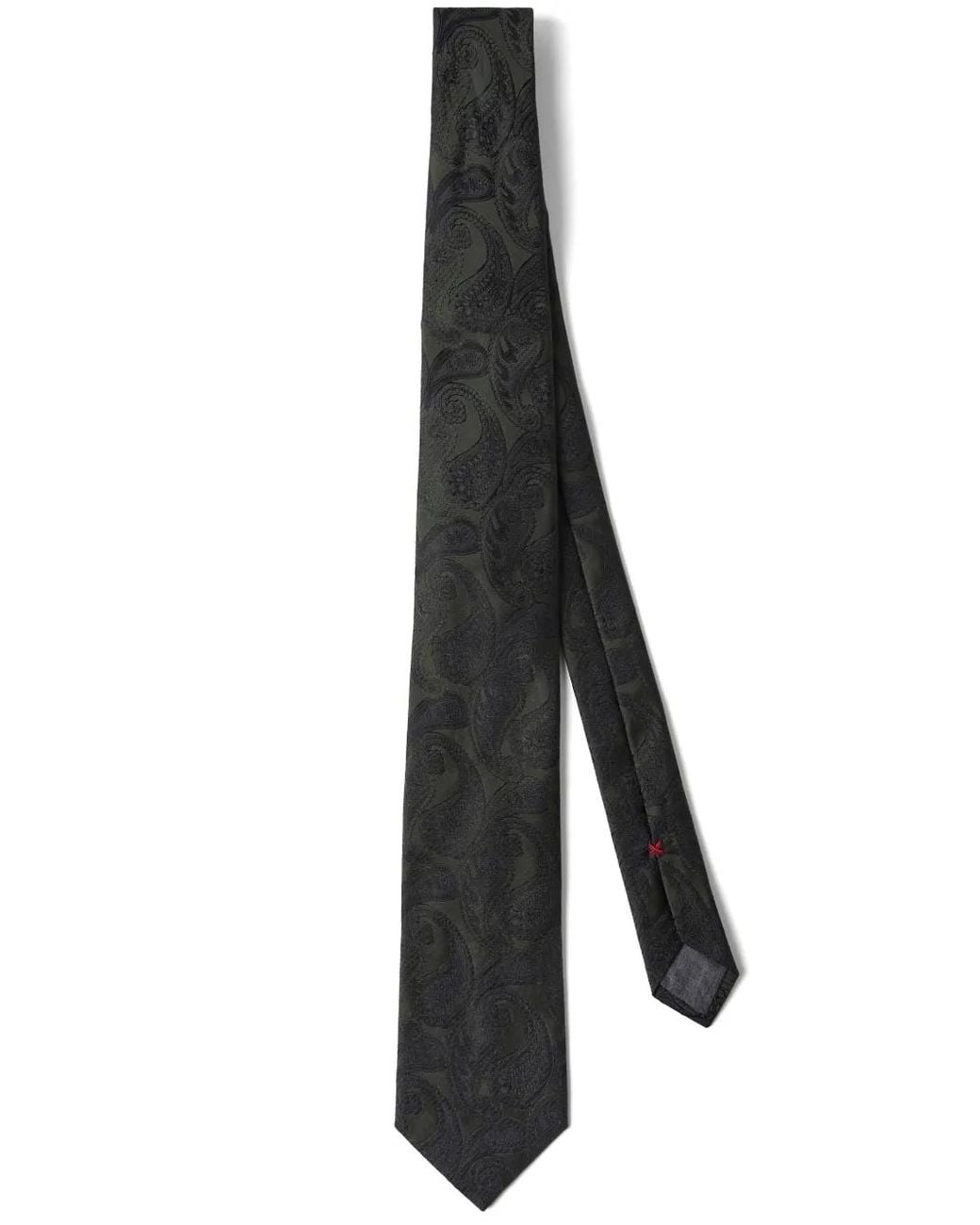 Brunello Cucinelli Green Jacquard Silk Tie for men