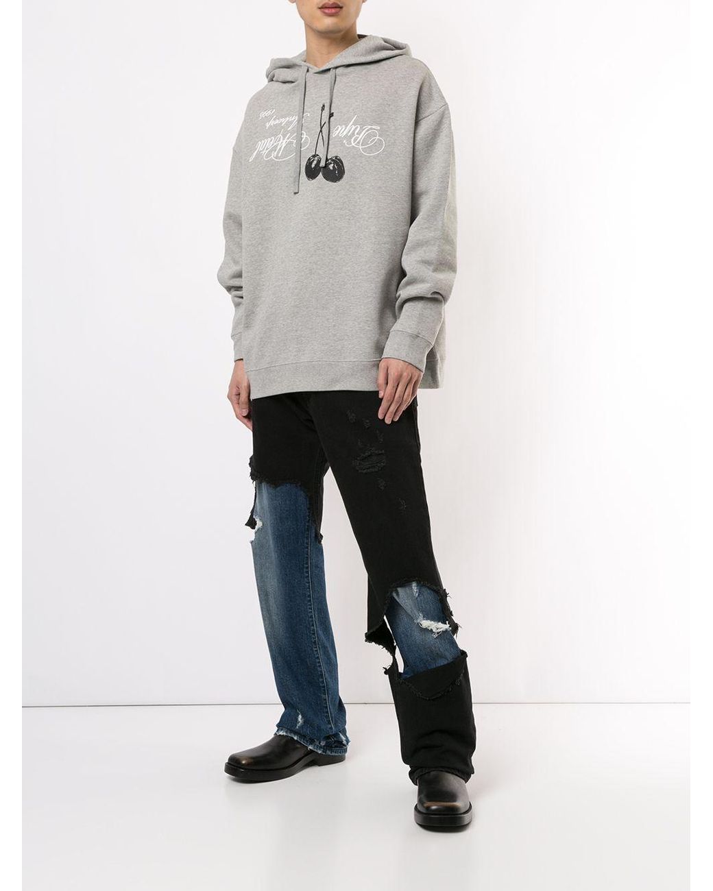 Raf Simons Distressed Double-layer Jeans in Black for Men | Lyst