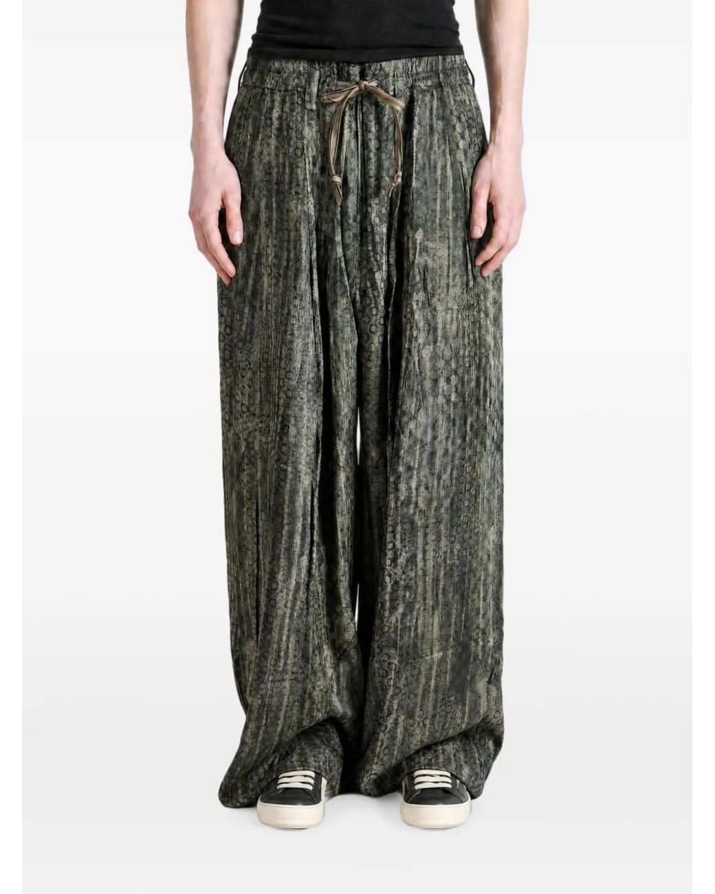 Ziggy Chen Gray Patterned Drawstring Trousers for men