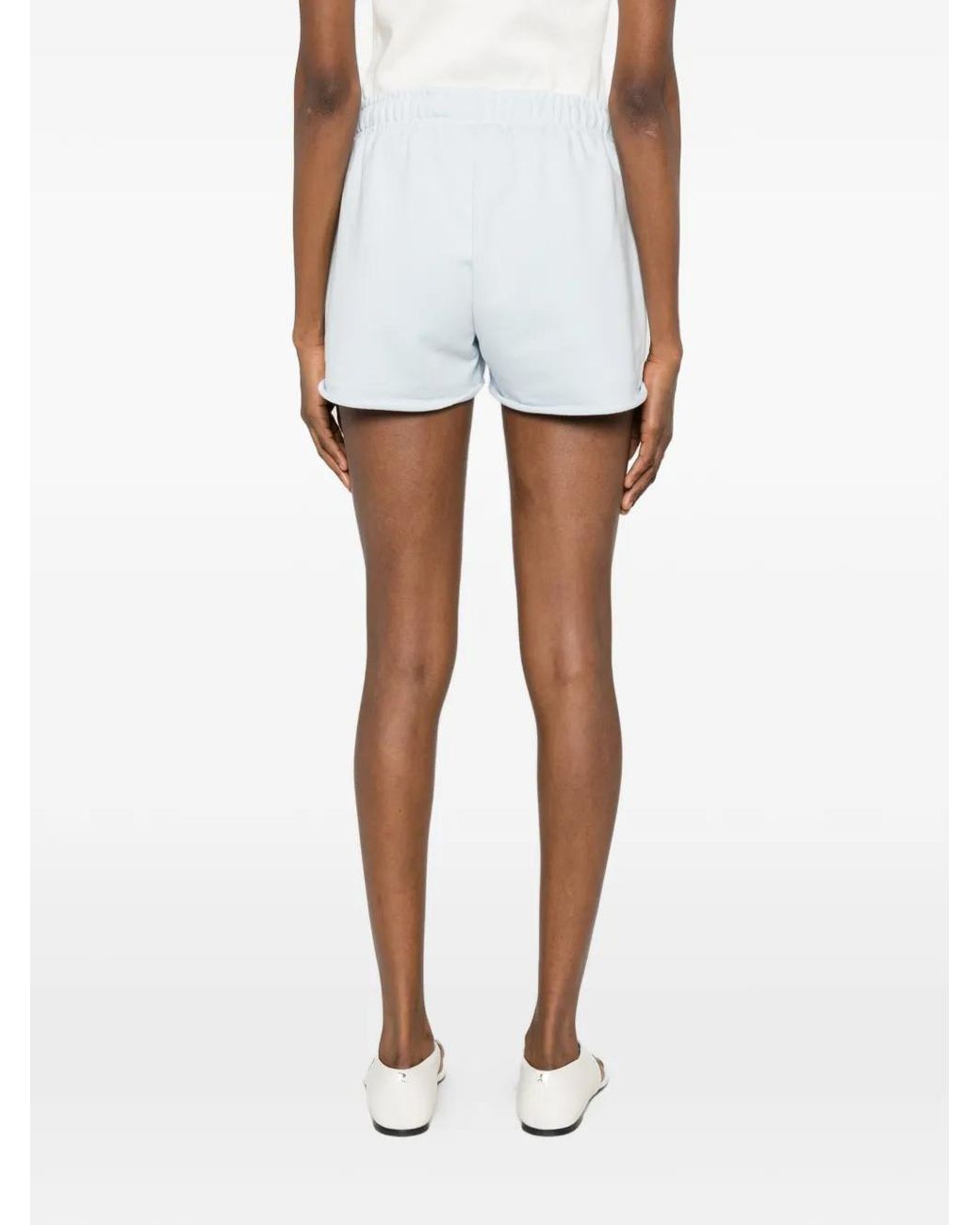 WRSTBHVR White Itia Logo-Embroidered Raw-Edge Shorts