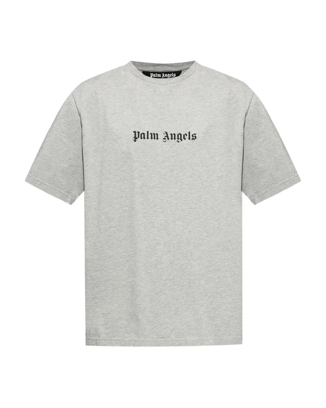 Palm Angels Gray T-Shirt With Print for men