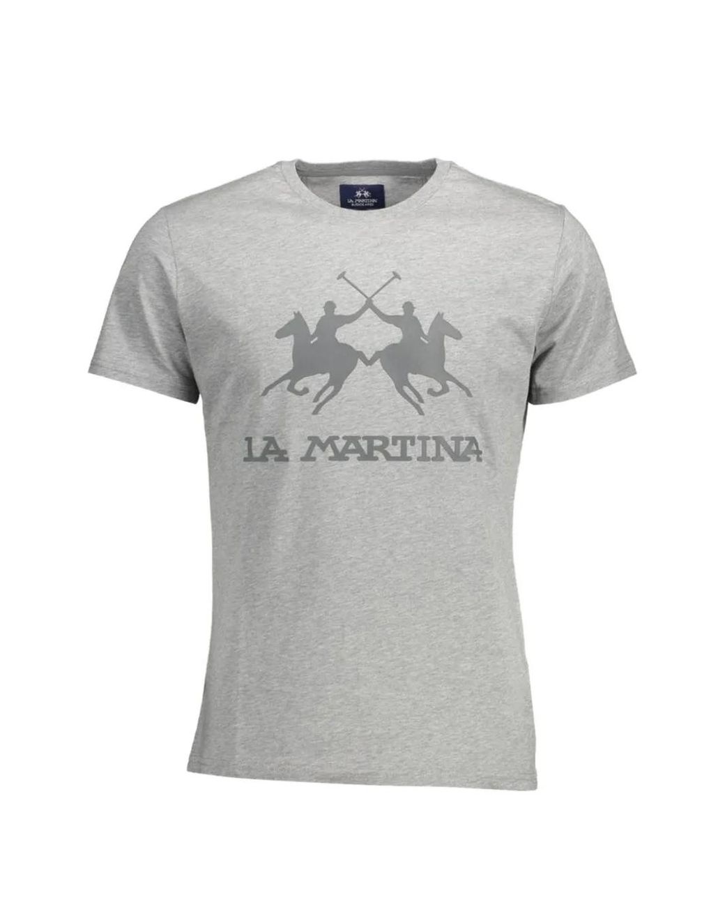 La Martina Gray Logo-Print Jersey T-Shirt for men