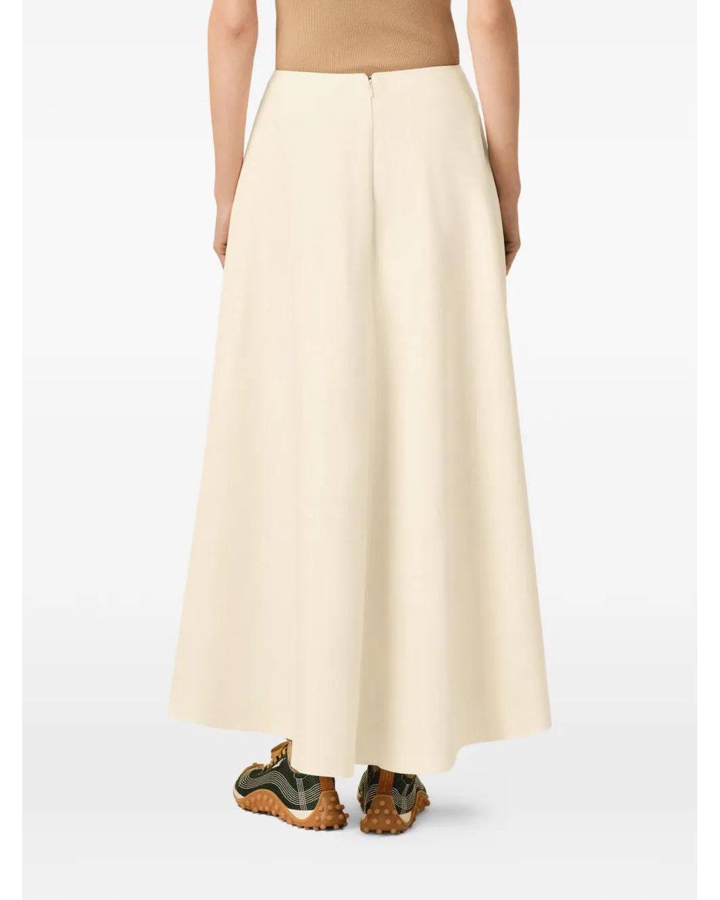AMI Natural Cotton And Linen Godet Skirt