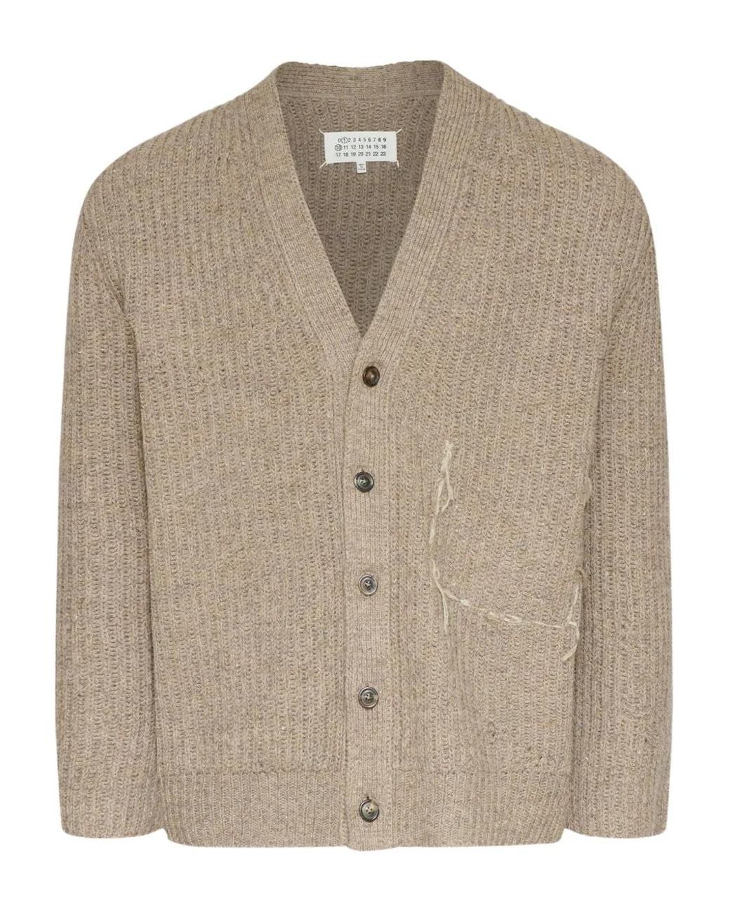 Maison Margiela Natural Button-Up Textured Cardigan for men