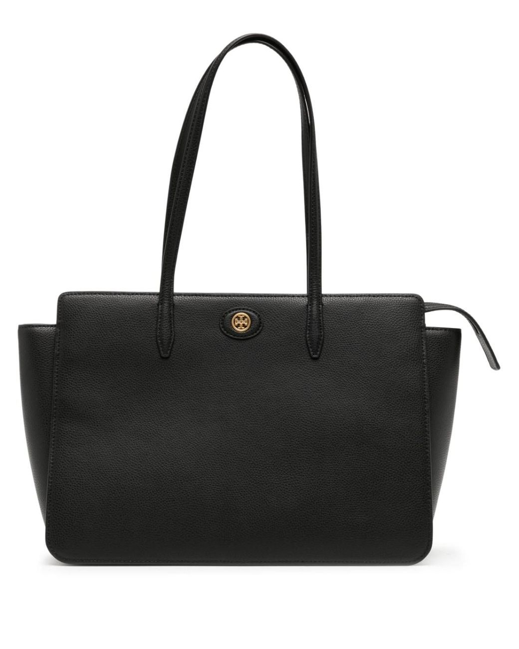 Tory Burch Robinson Pebbled Leather Tote Bag in Black | Lyst Australia