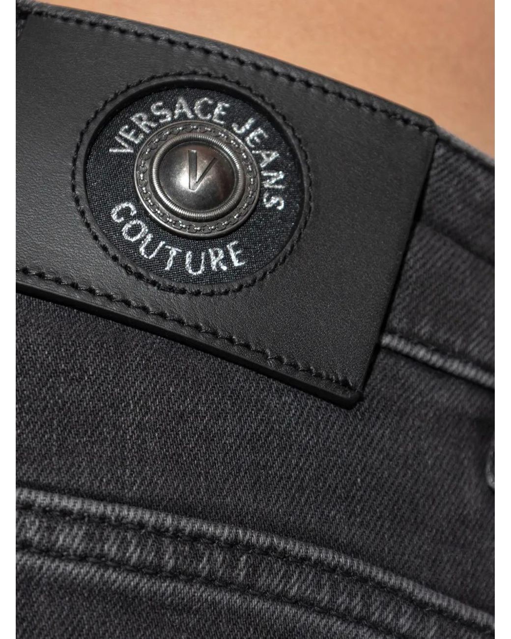 Versace Jeans Couture Gray Logo-Plaque Jeans for men
