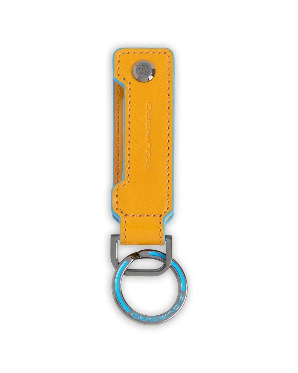 Piquadro White Logo-Debossed Leather Keyring