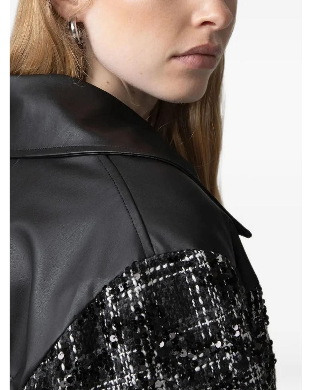 Gaelle Paris Black Sequin-Embellished Bouclé Jacket