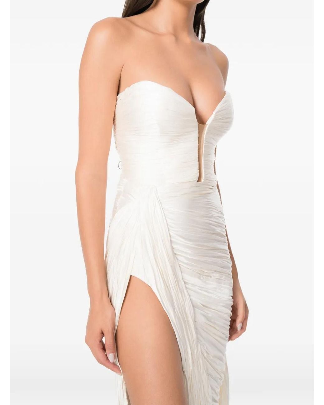 NORINA ST White Viva Ruched Strapless Maxi Dress