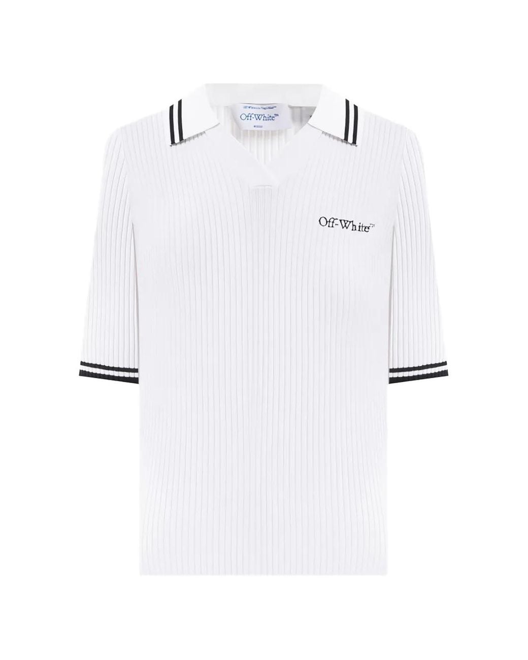Off-White c/o Virgil Abloh White Haut En Maille Nervurée À Logo Brodé