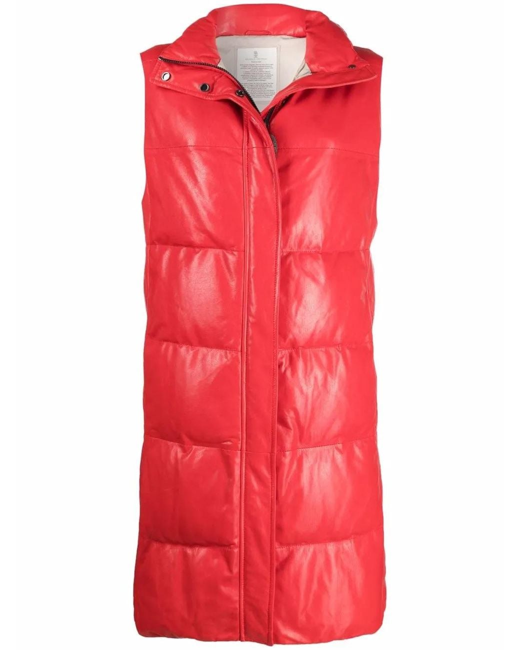 Chaleco Acolchado De Piel Brunello Cucinelli de color Red