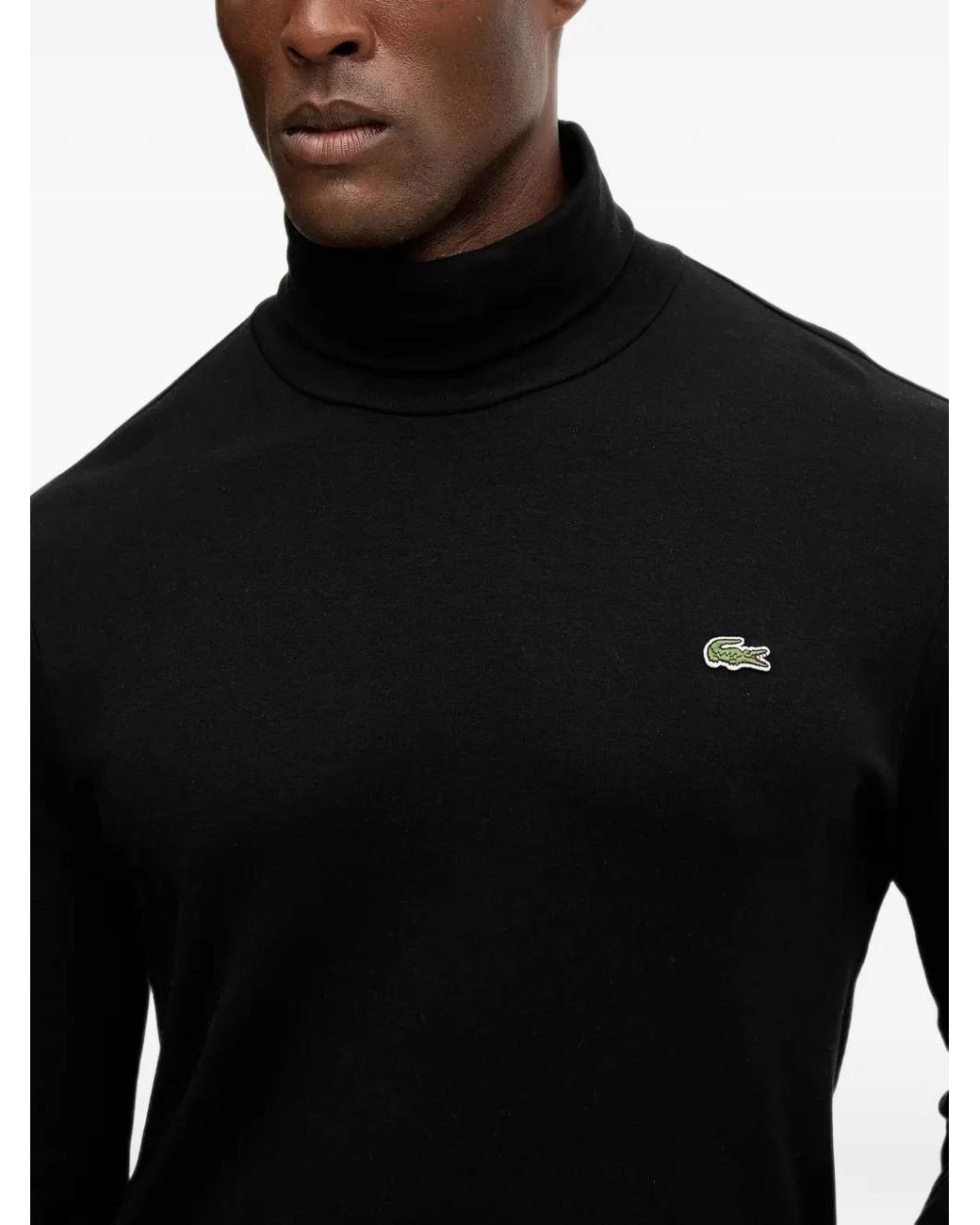 Lacoste Black Roll-Neck Long-Sleeve T-Shirt for men