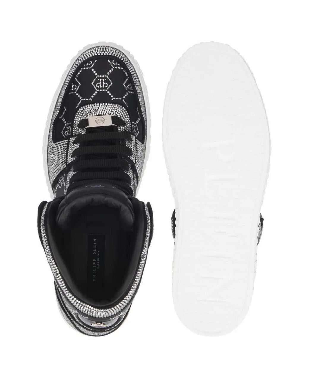 Philipp Plein Brown High Top Sneakers Carson Monogram Strass