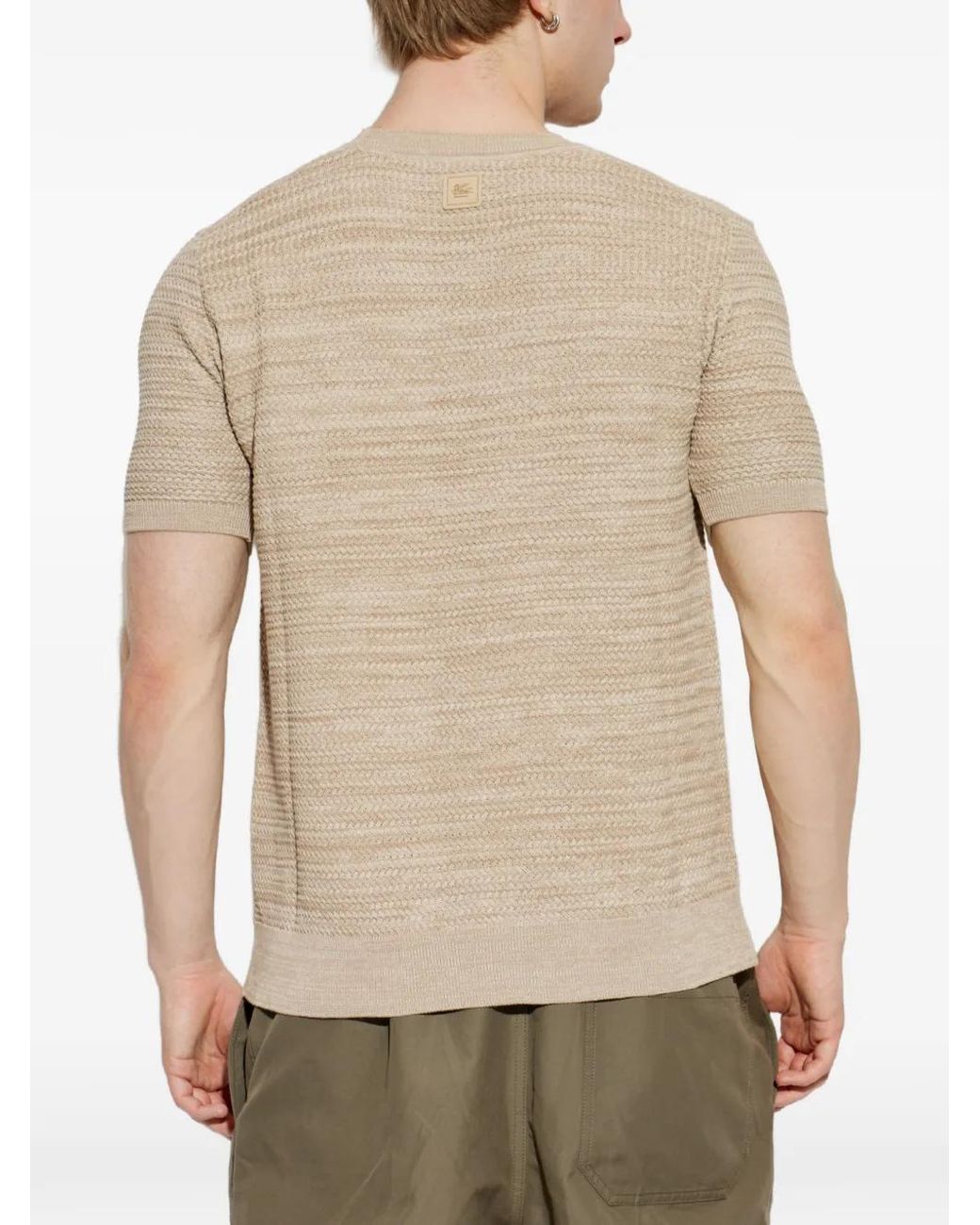 Etro Natural Textured Pegasus-Patch T-Shirt for men