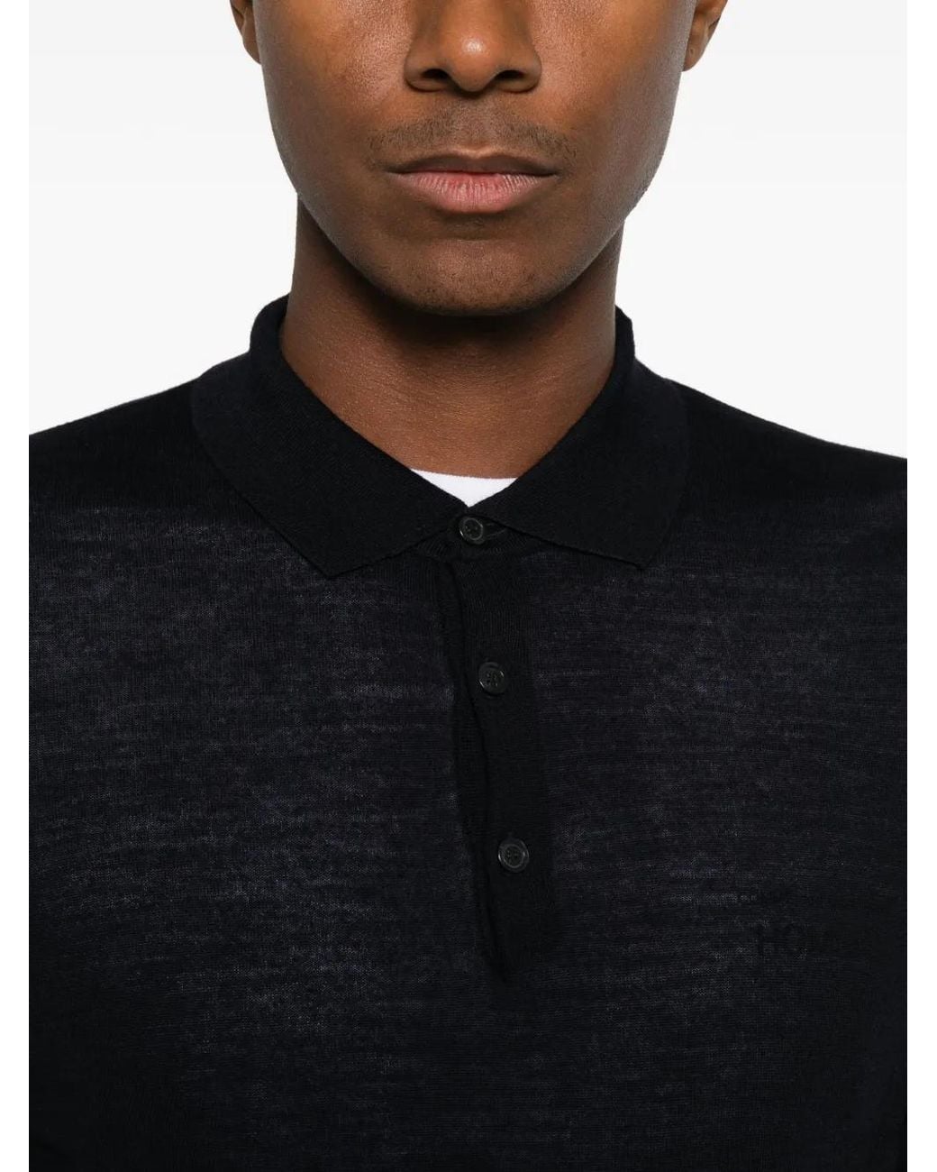 Heritage Black Polo-Collar Sweater for men