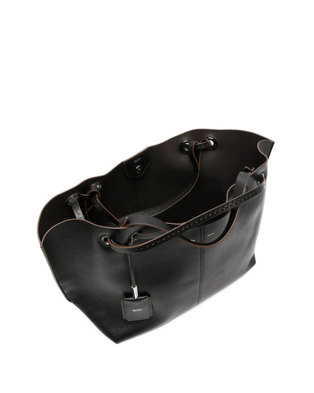 Max Mara Black Double Nappa Leather Shopper Bag