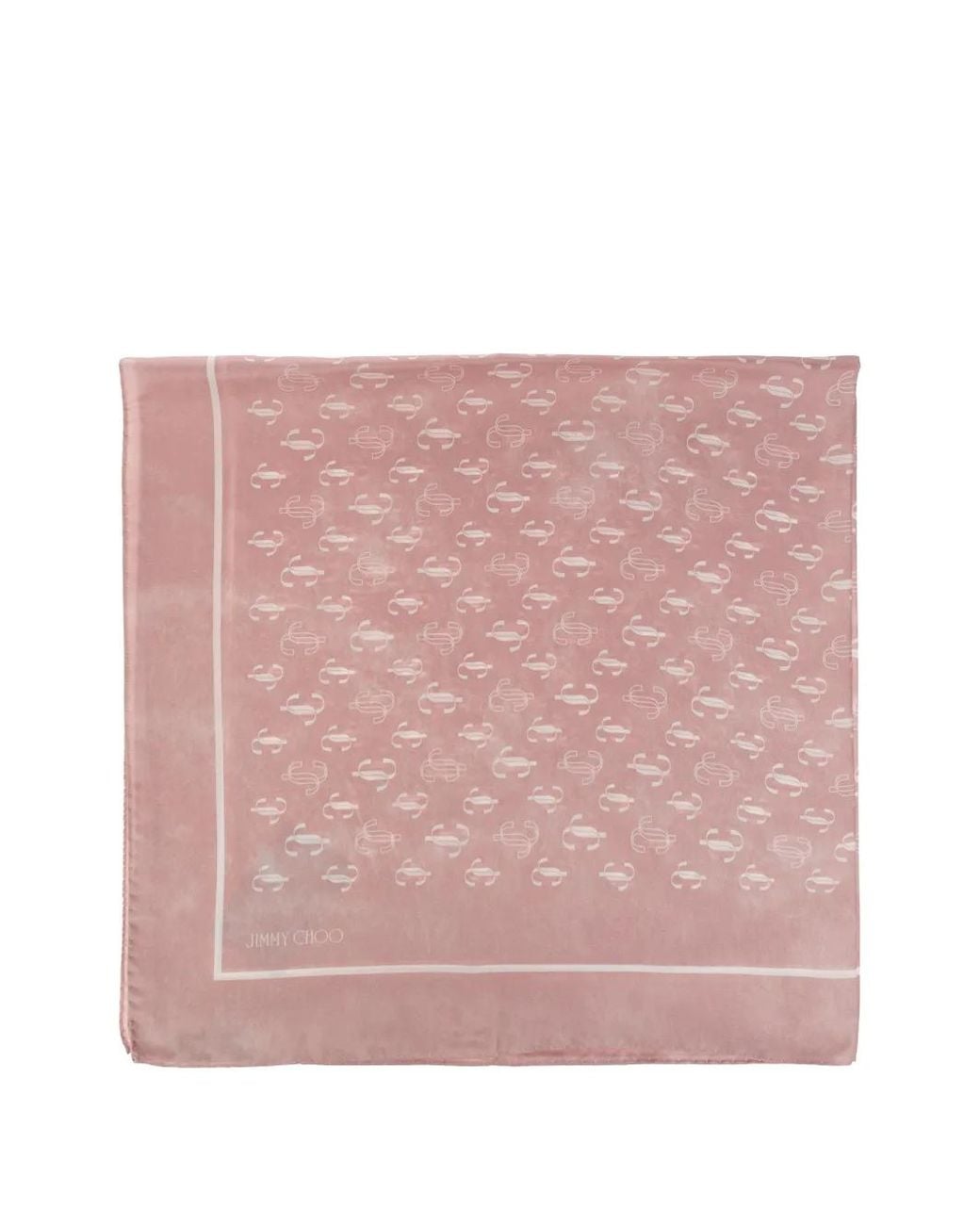 Jimmy Choo Pink Monogram-Print Silk Scarf