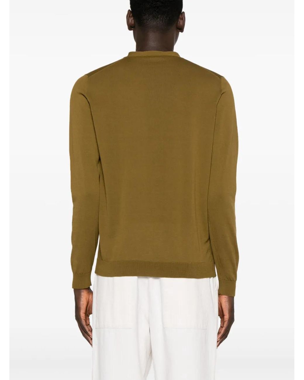 Roberto Collina Green Button-Up Fine-Knit Cardigan for men