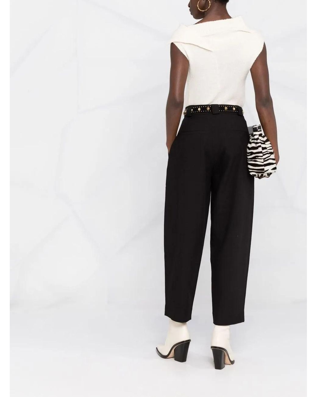 FRAME Black Pleated High-Waisted Trousers