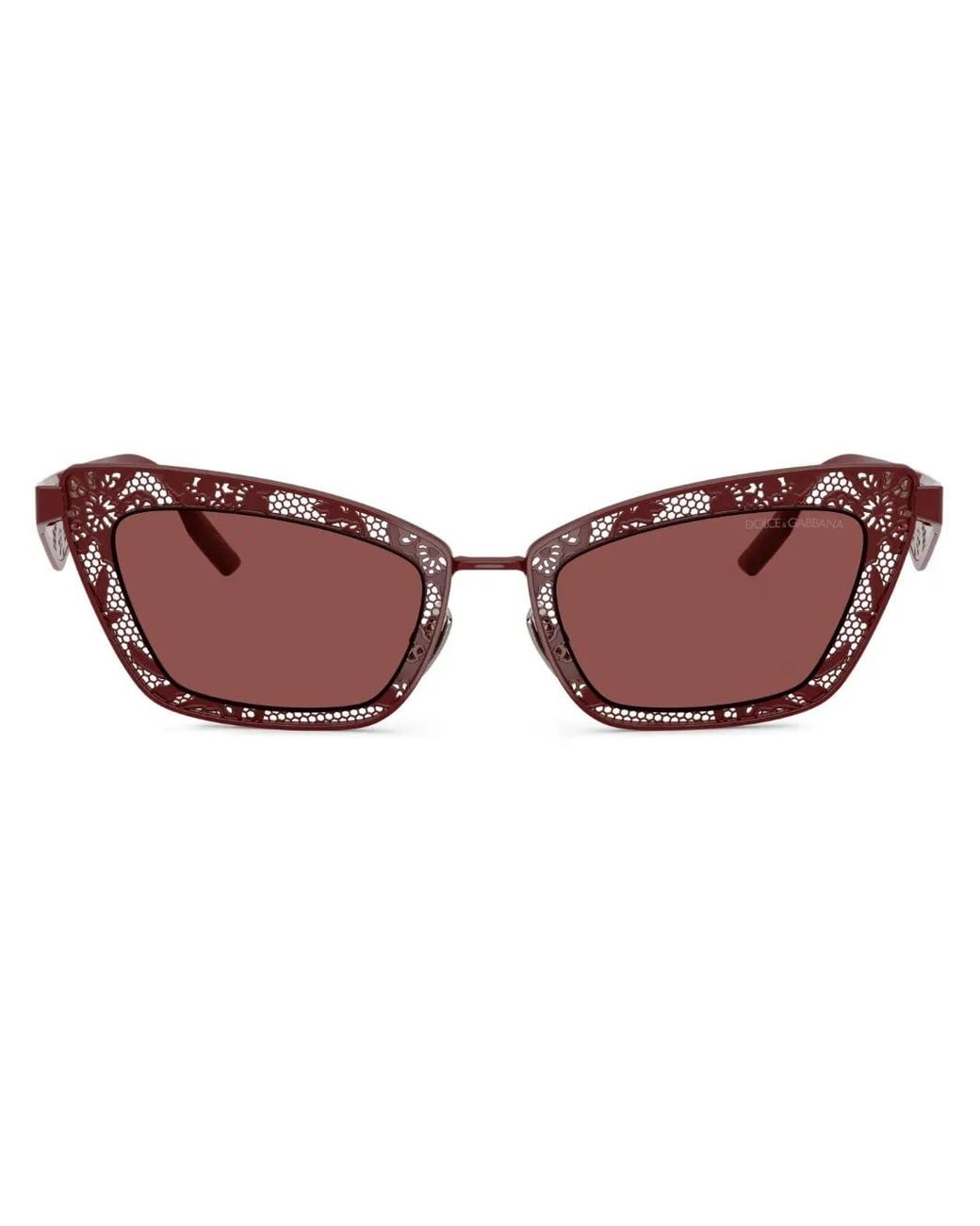 Dolce & Gabbana Red Floral Cat-Eye Sunglasses