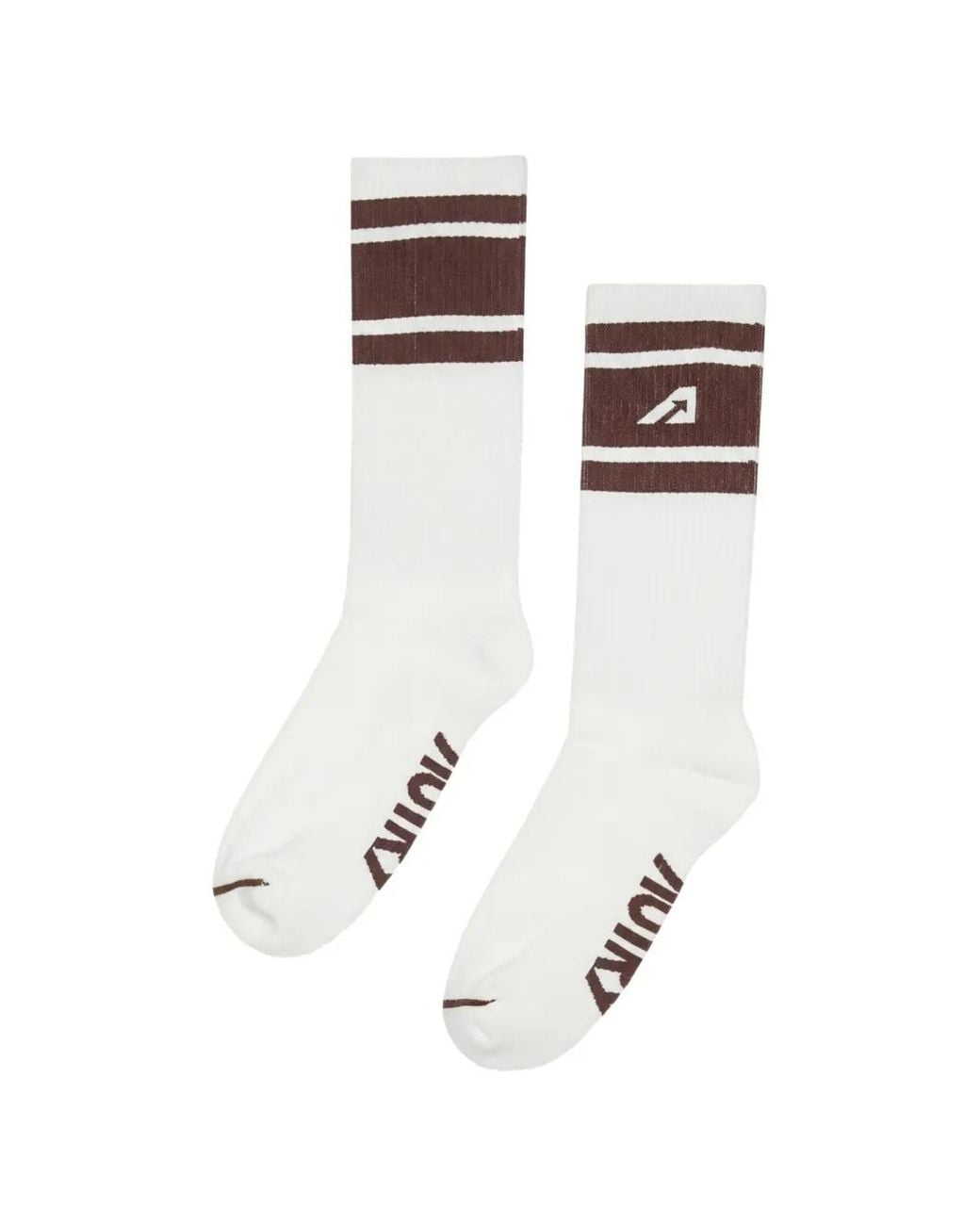 Autry White Stripe-Detail Logo Socks