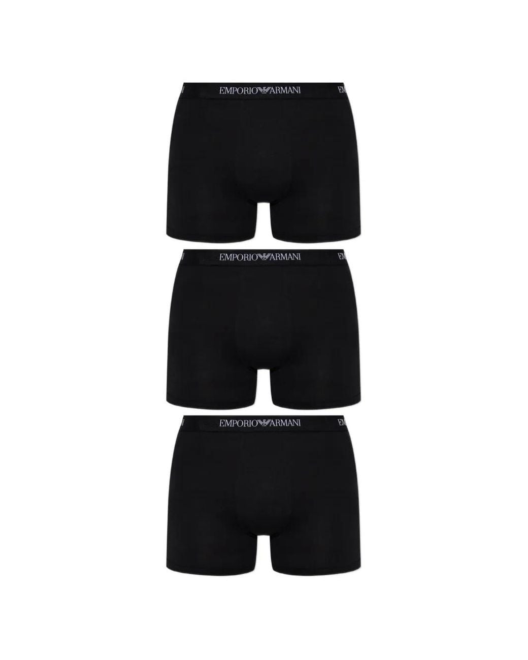 Emporio Armani Black Logo-Waistband Boxers (Set Of Three) for men