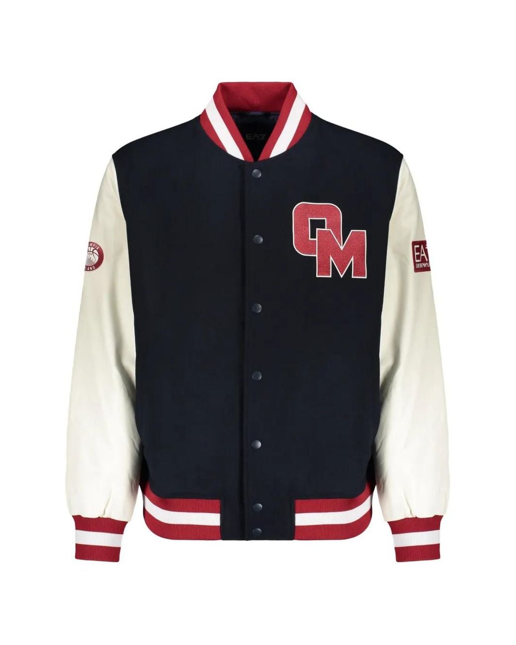 EA7 Blue Varsity-Style Bomber Jacket for men