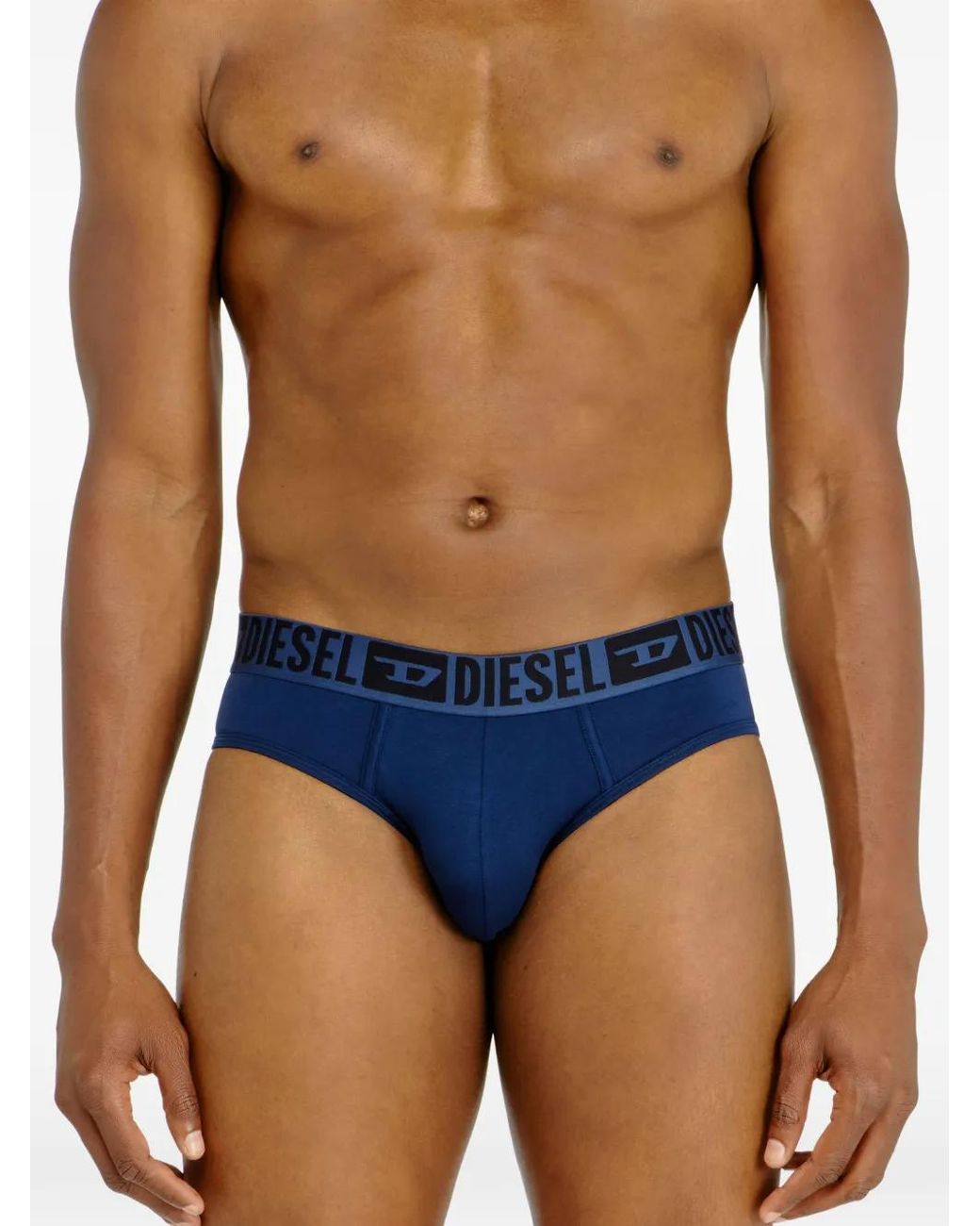 DIESEL Blue Logo-Waistband Cotton Briefs (Set Of Three) for men