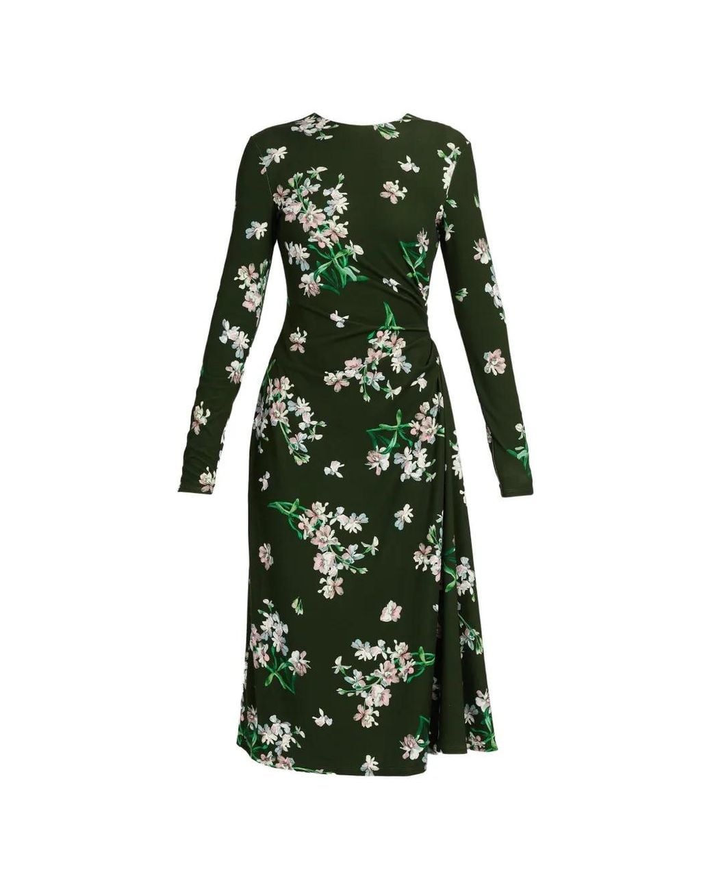 Erdem Green Floral-Print Midi Dress