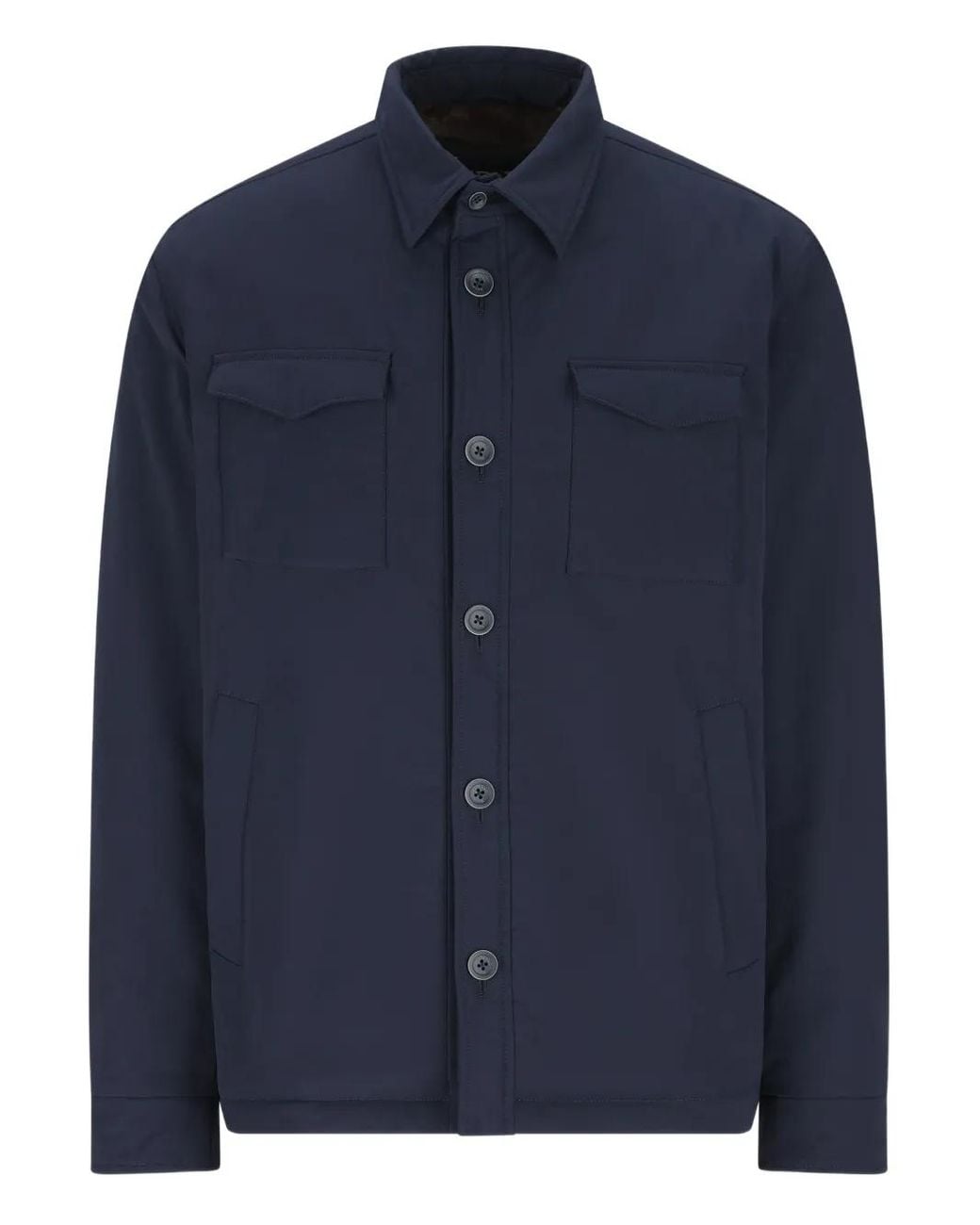 Herno Blue Flap-Pocket Buttoned Overshirt for men