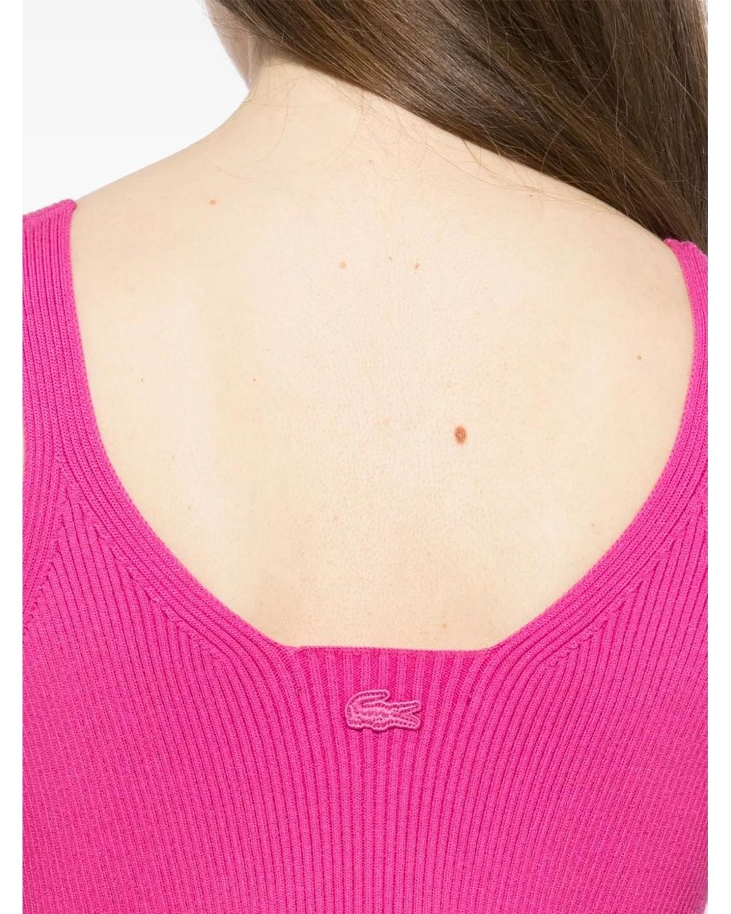 Lacoste Pink Long Seamless Ribbed Dress