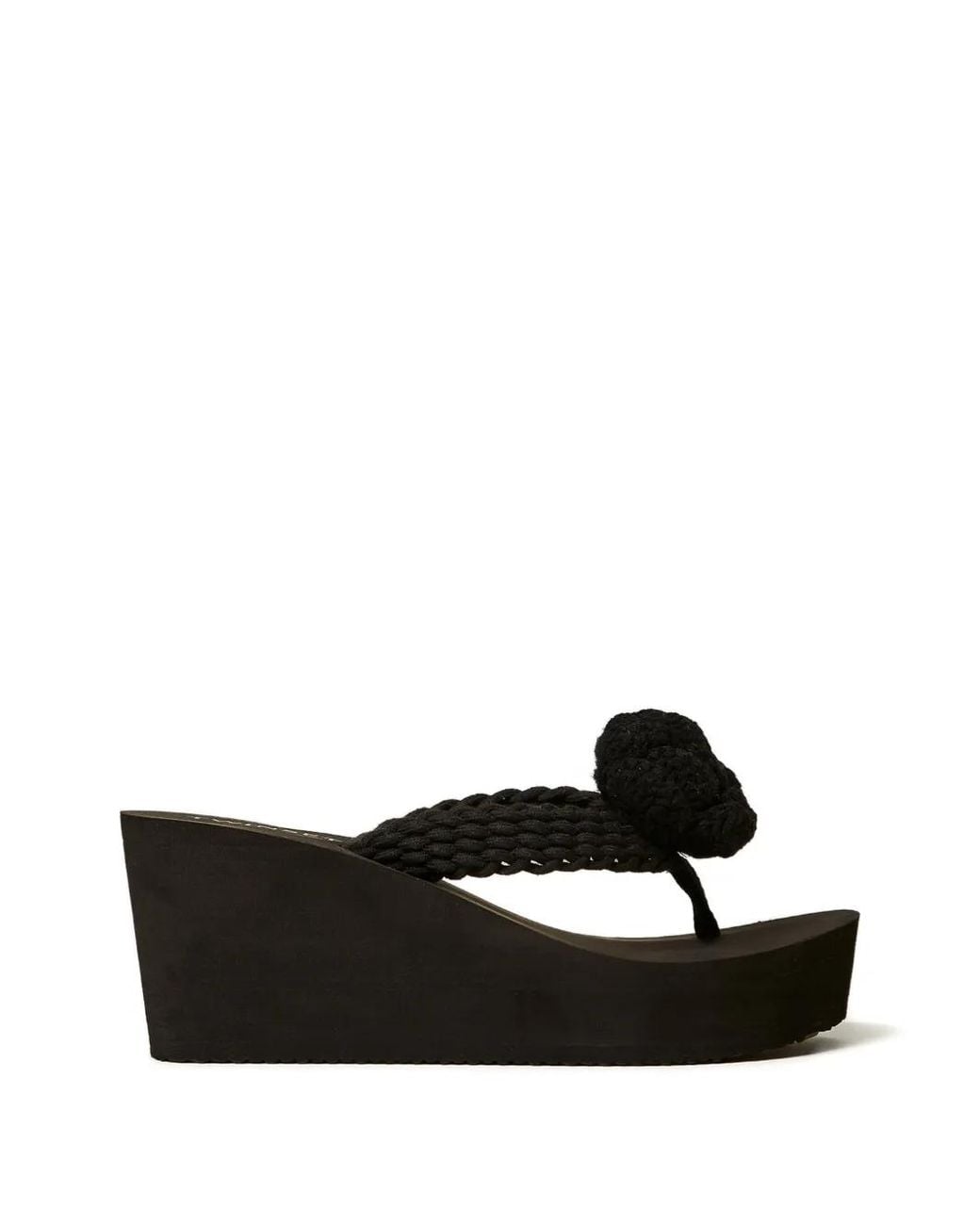 Twinset Black Wedge Sandals With Flowers
