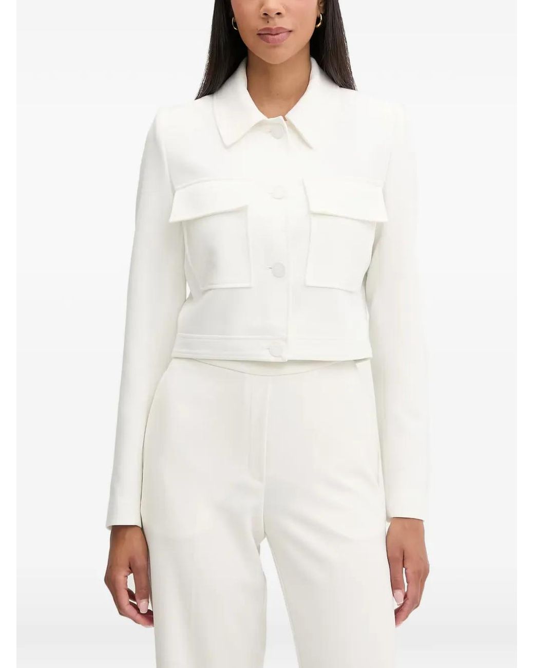 Morgan White Cropped Button-Up Jacket