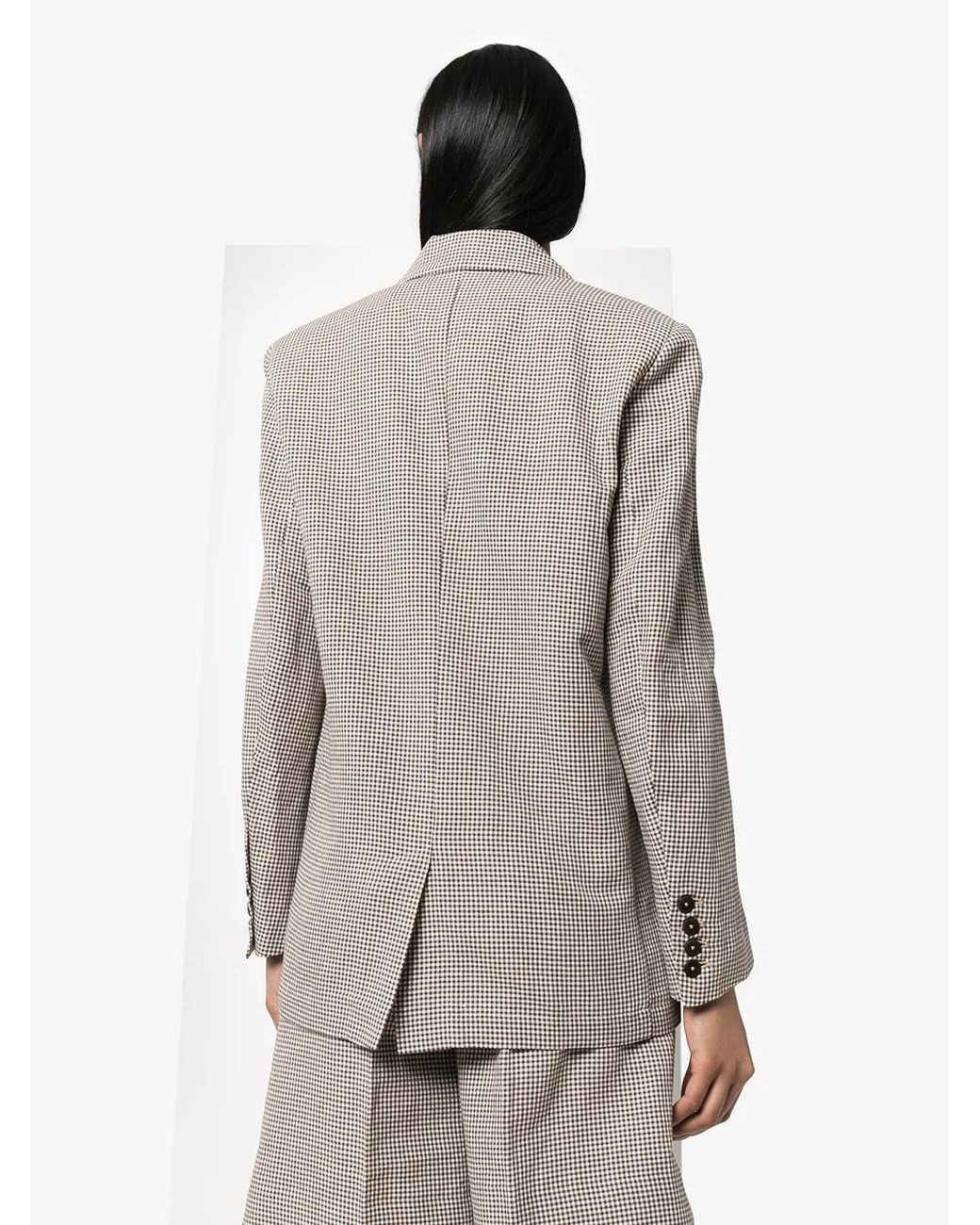 Remain Brown Viv Checked Double-Breasted Blazer
