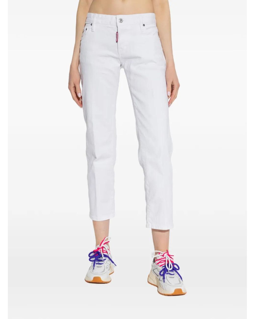 DSquared² White Jean À Passants De Ceinture Boutonnés