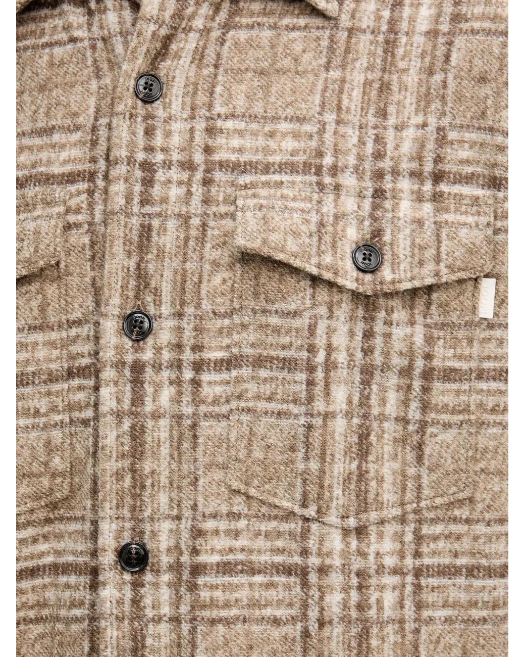 Joop! Natural Button-Up Check-Pattern Shirt Jacket for men