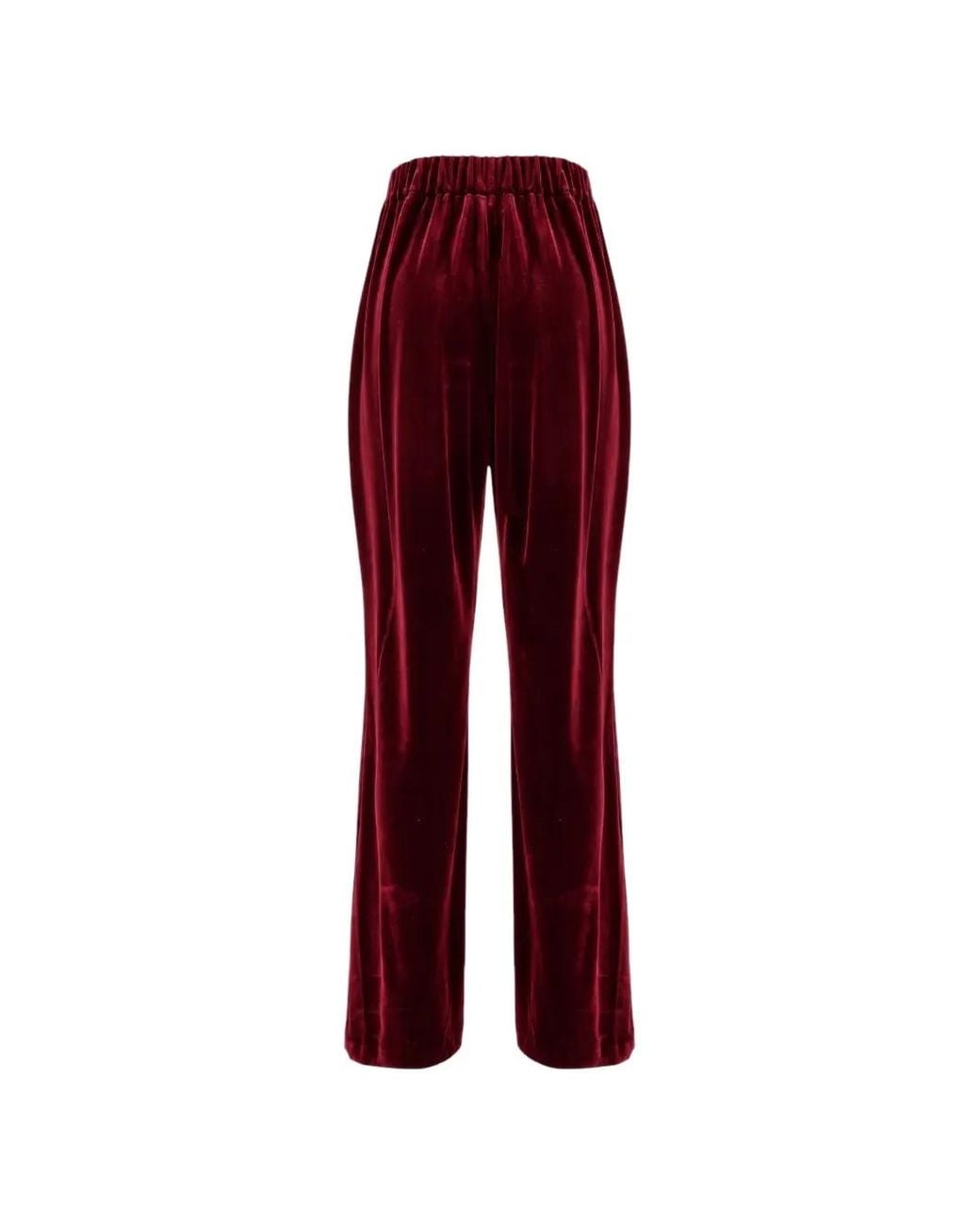 Nenette Red Velvet Straight-Leg Trousers