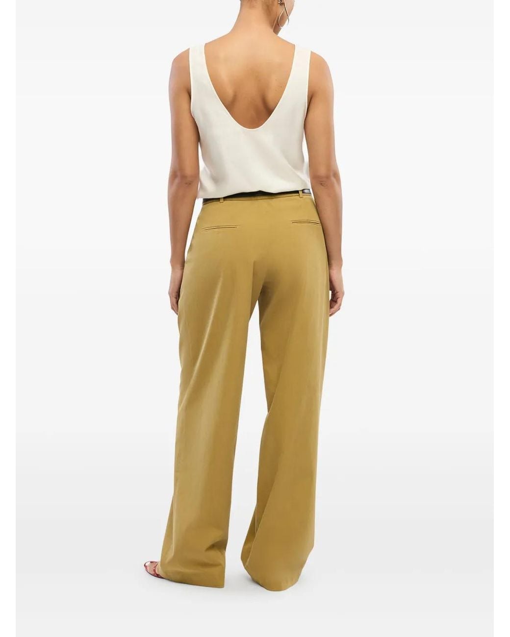 Another Tomorrow Natural Pleat-Detailing Trousers