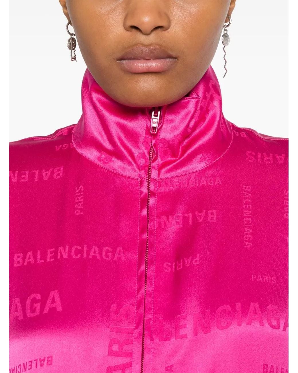 Balenciaga Pink Bal Paris Allover Fluid Tracksuit Jacket