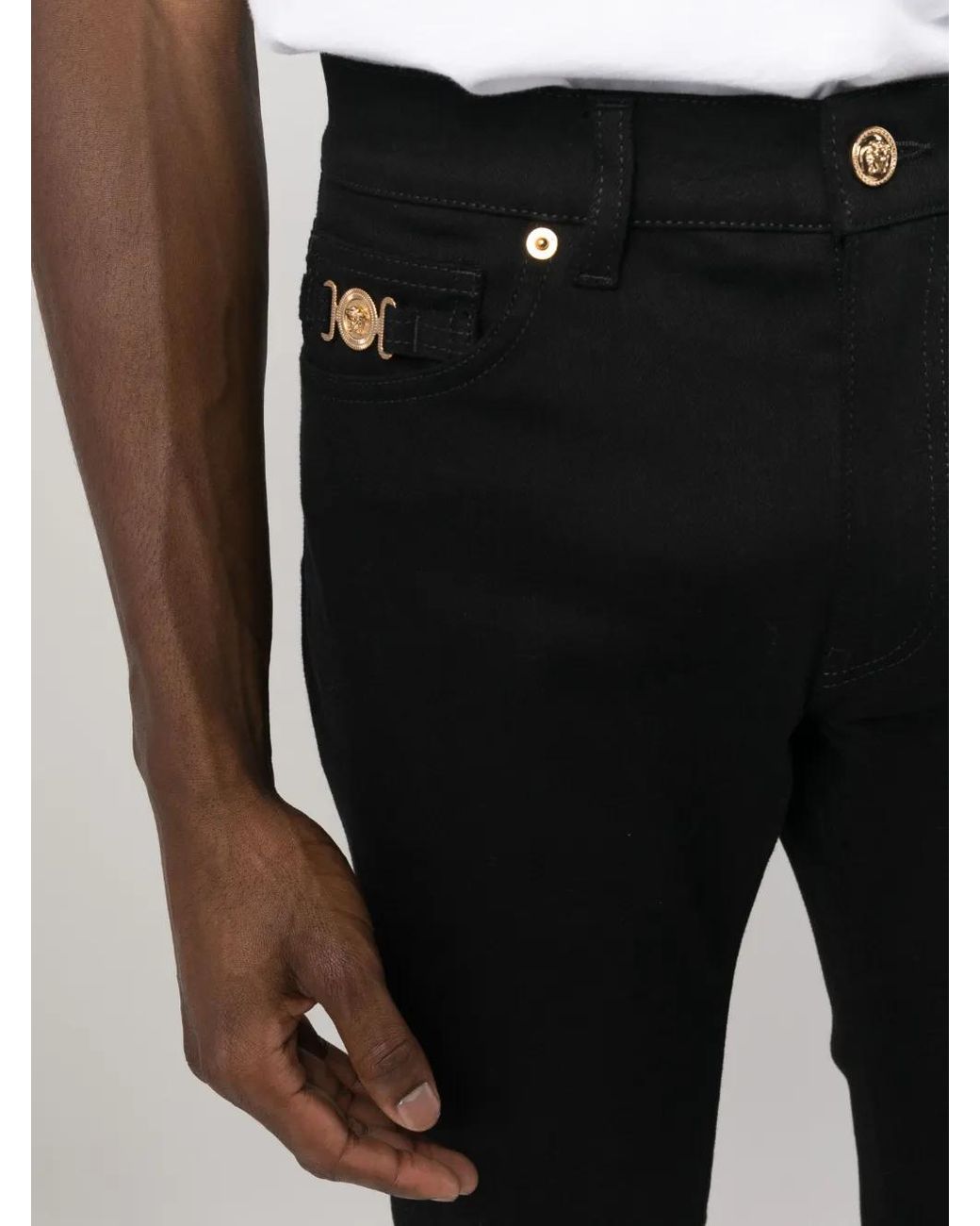 Vaqueros Slim De Talle Medio Versace de hombre de color Black
